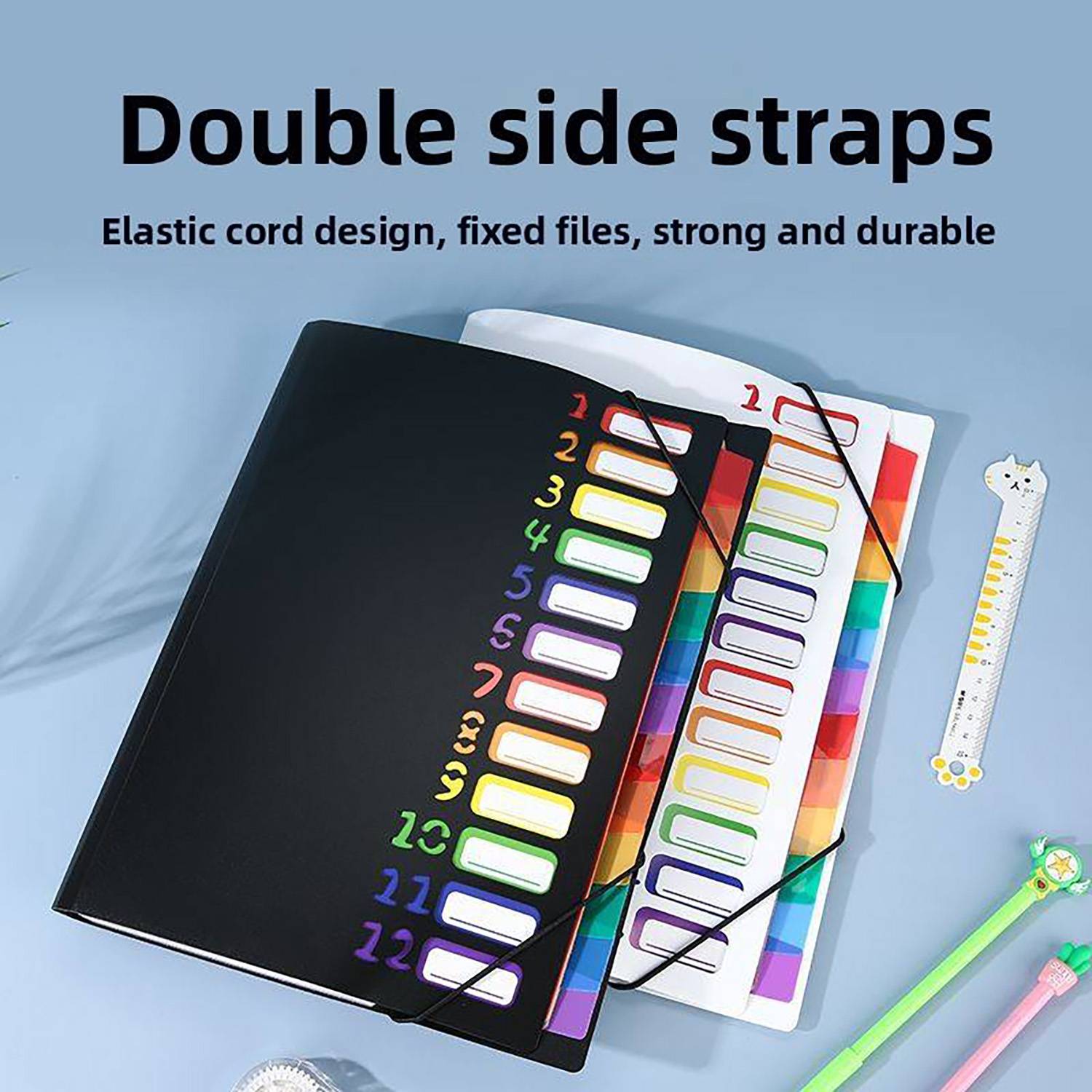 12 Pockets Plastic Expanding File Folder 8