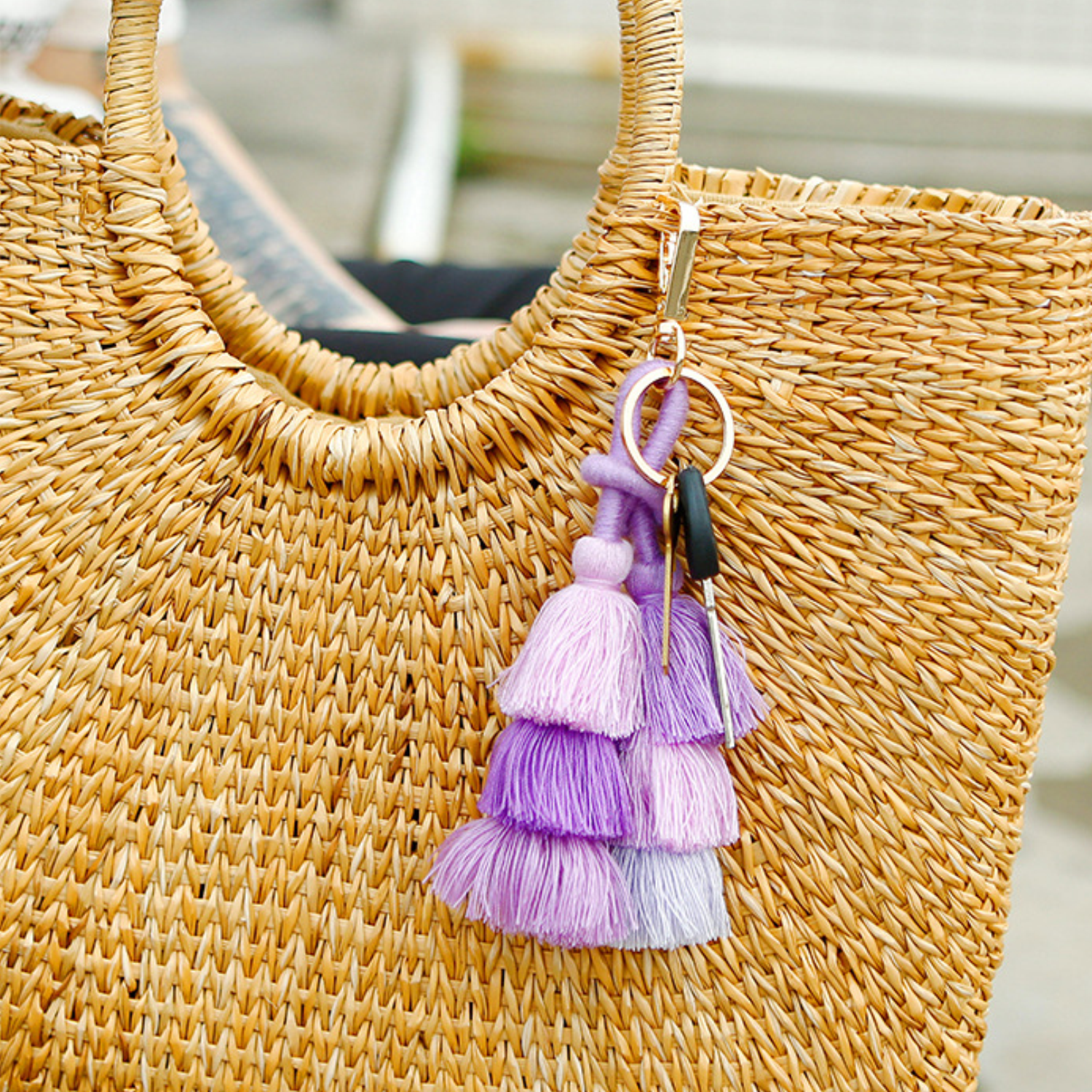 Handmade Cotton Tassel Bag Charm Pendant Keychain 3