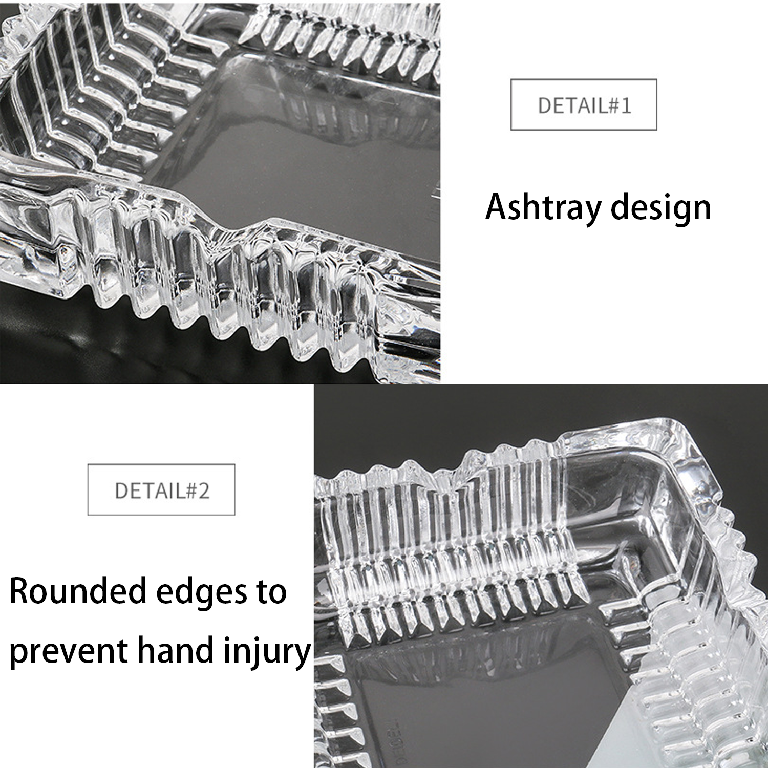 Square Shatterproof Crystal Glass Ashtray 1