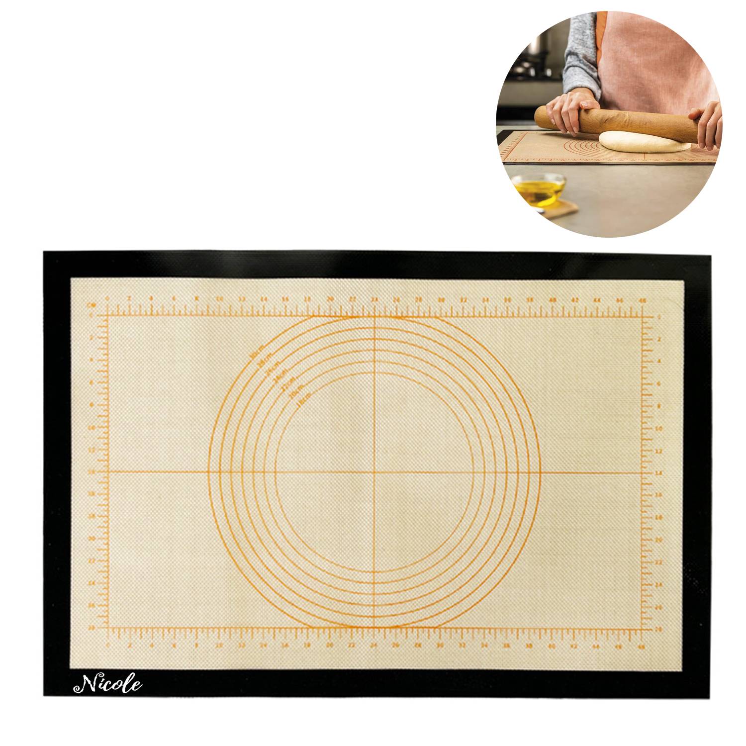 Food Grade Non-Stick Silicone Baking Mat w/ Ruler Markings 3