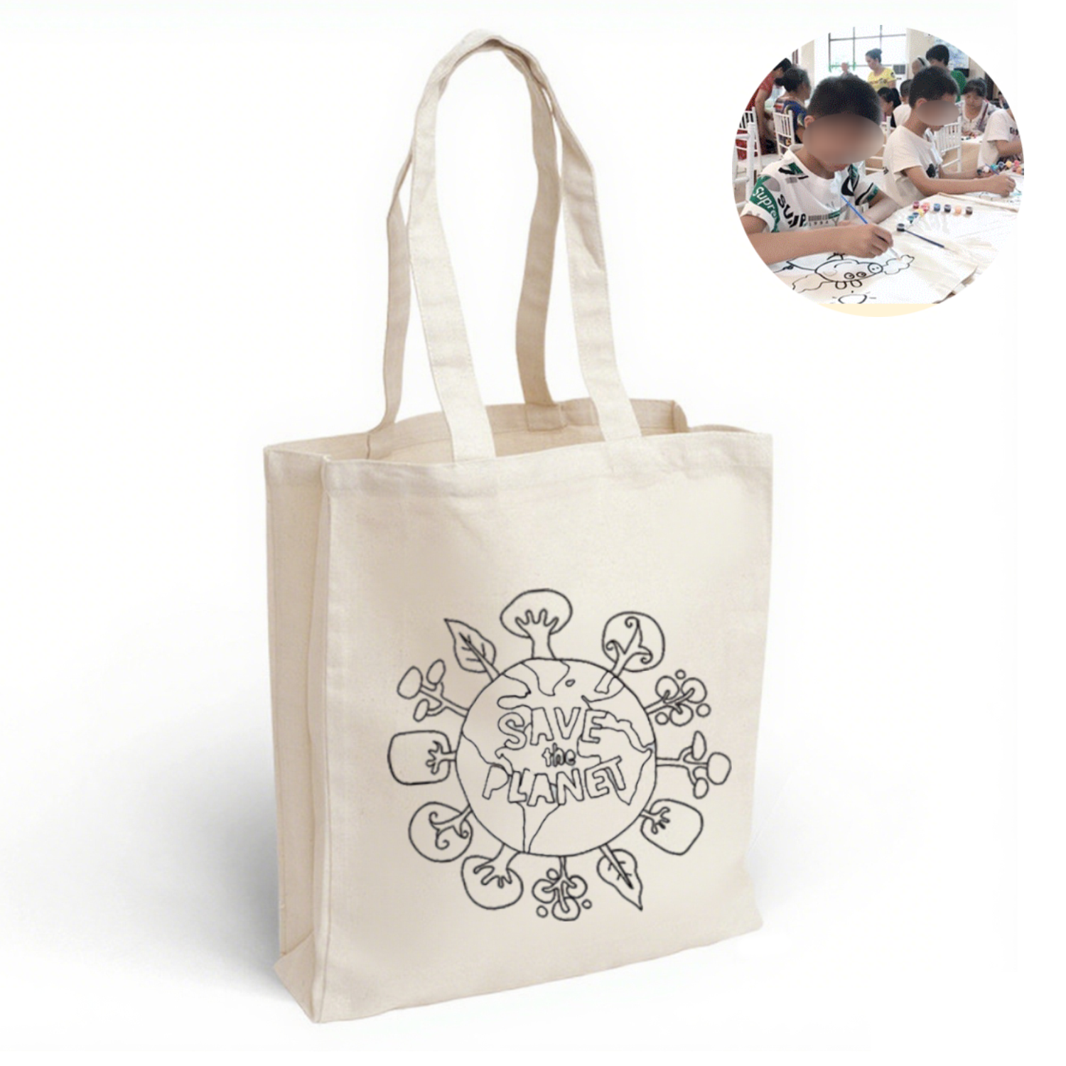 Waterproof Colors DIY Graffiti Kids Canvas Tote Bag 5
