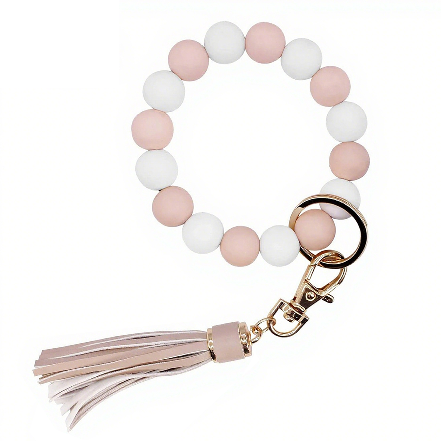 Silicone Beaded Tassel Bracelet Keychain 11
