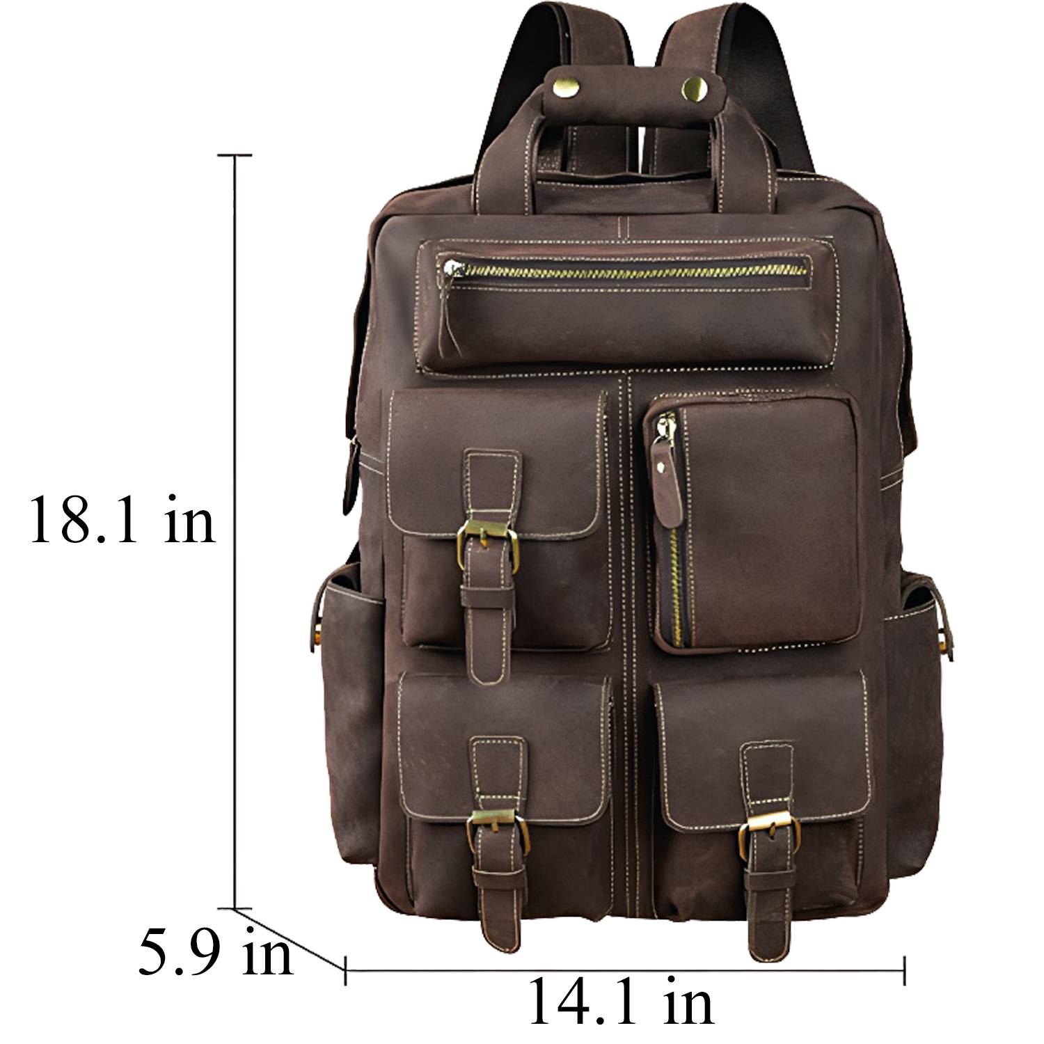 20L Full Grain Crazy Horse Leather Backpack 4