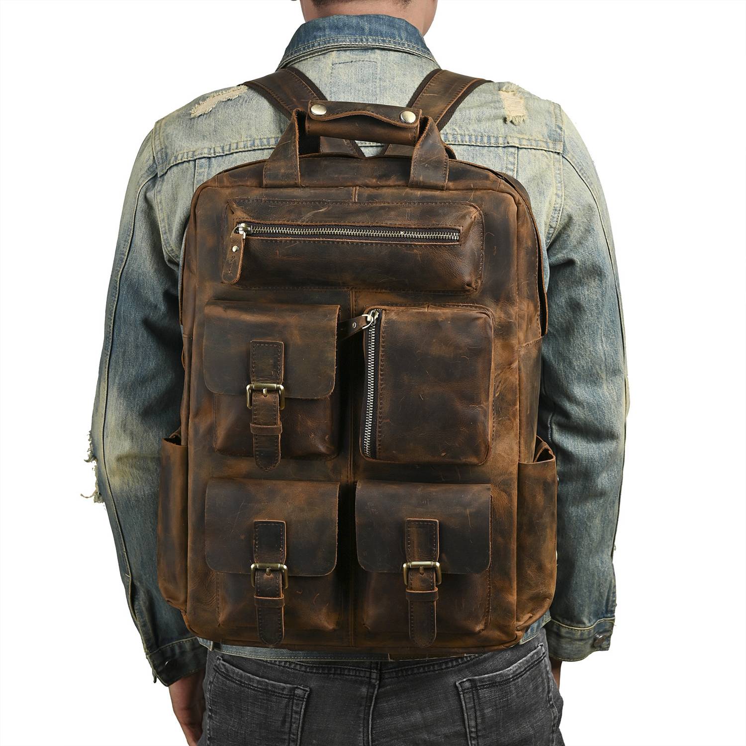 20L Full Grain Crazy Horse Leather Backpack 3