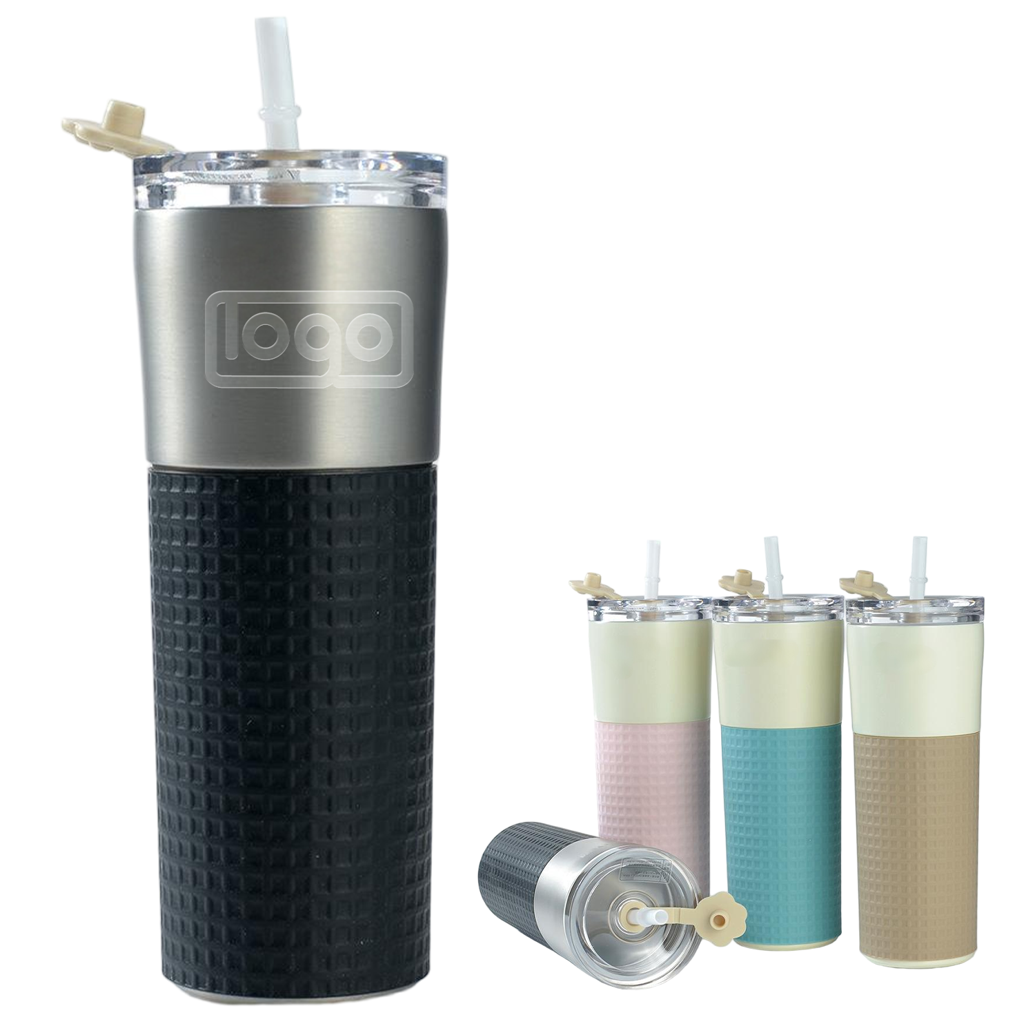 19oz Portable Stainless Steel Coffee Straw Tumbler 7