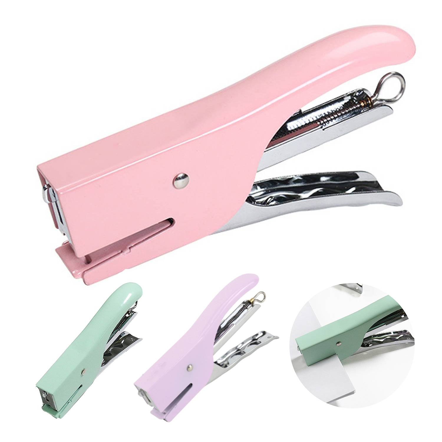 Macaron Color Handheld Desktop Metal Stapler 5