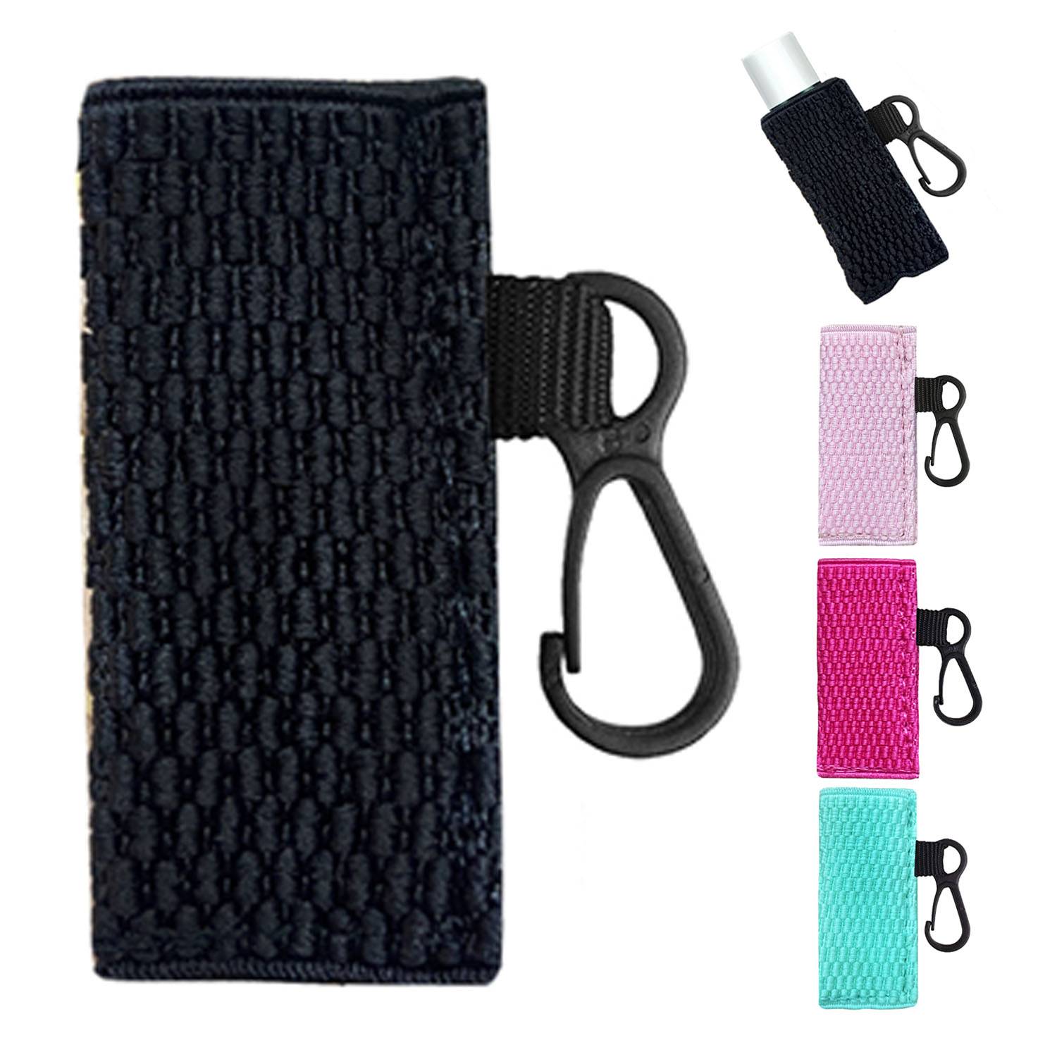 Elastic Knit Lip Balm Sleeve Holder Keychain 5