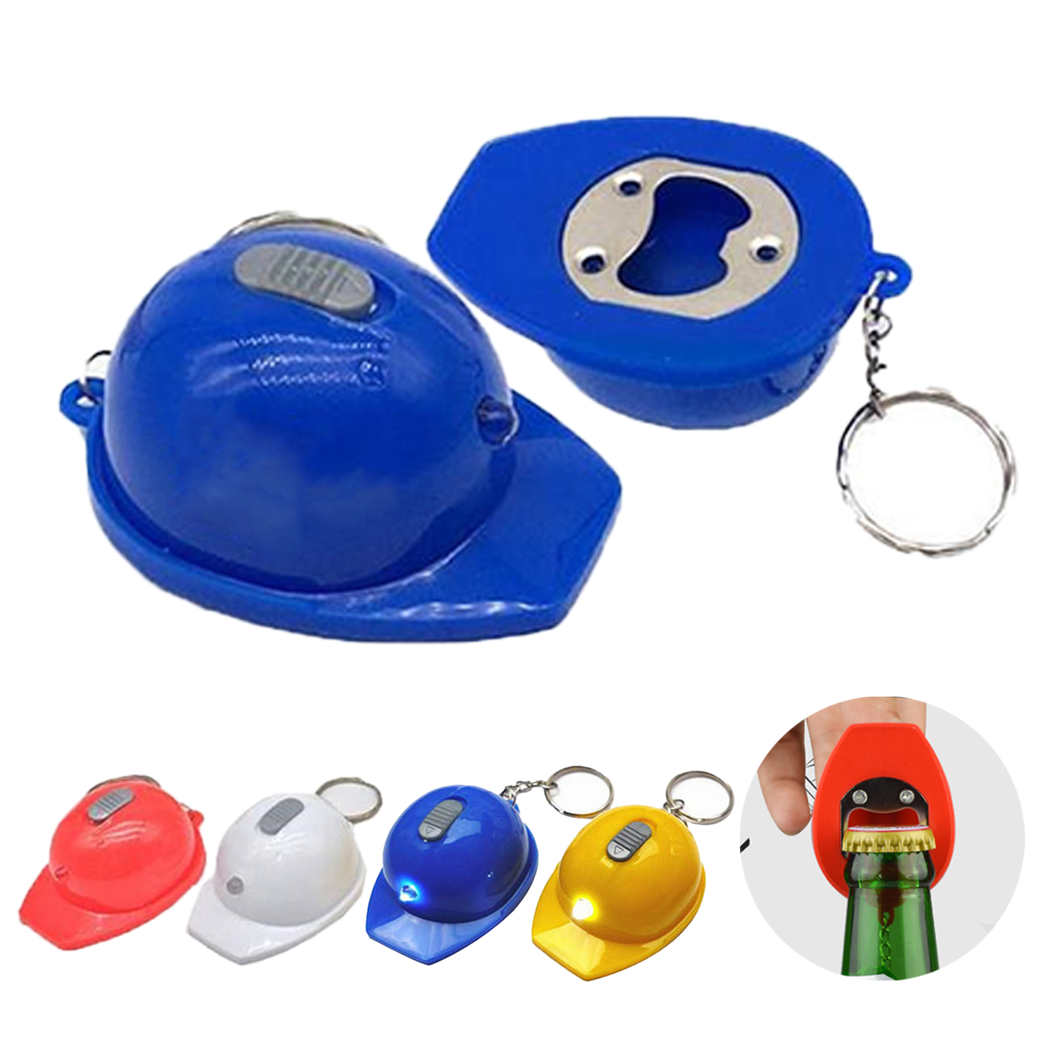 3 in 1 Safety Helmet LED Bottle Opener Keychain 1
