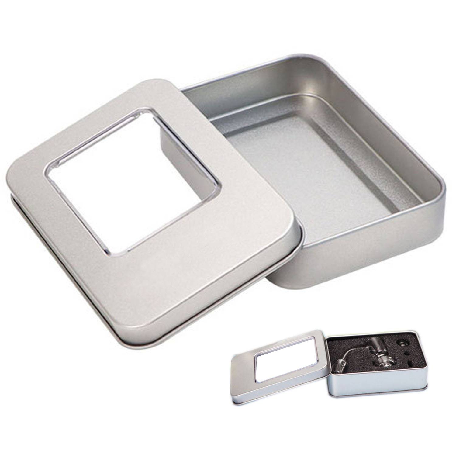 Mini Metal Storage Tin Box w/ Clear Window 3