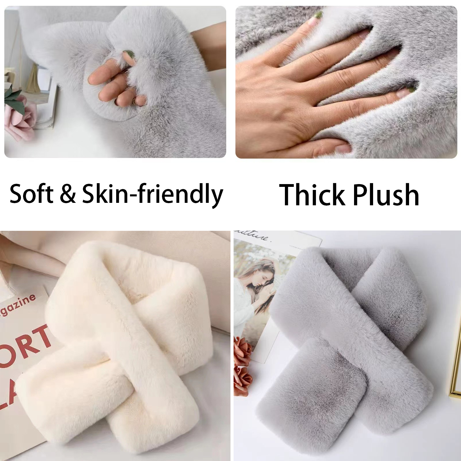Cotton-Polyester Winter Warm Plush Scarf 3