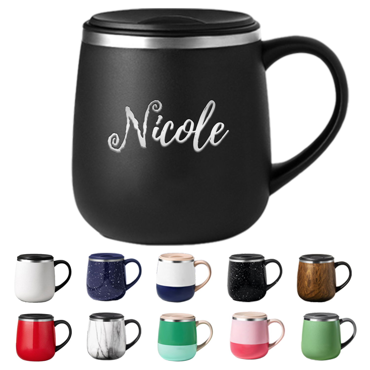 11oz Double Wall Stainless Steel Insulated Mug w/ Lid 1