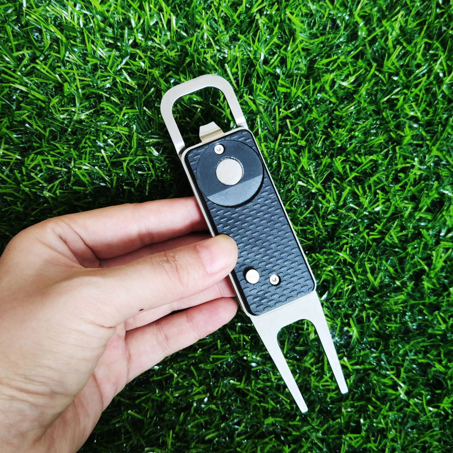 Ergonomic Zinc Alloy Golf Green Fork 12