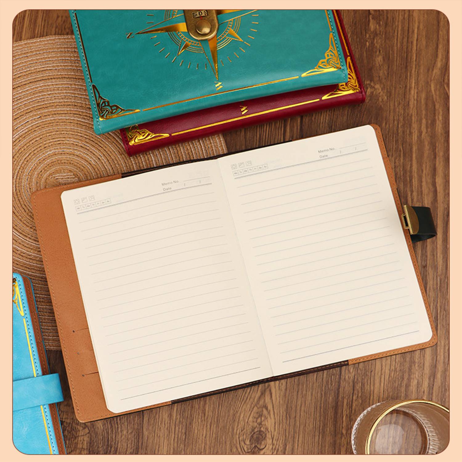 A5 PU Leather Journal Notebook w/ Password Lock 9