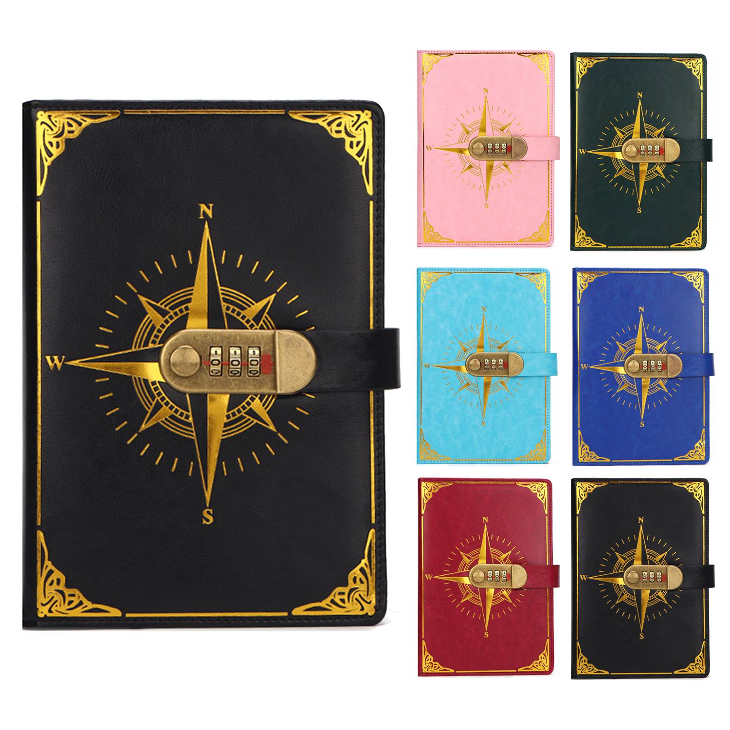 A5 PU Leather Journal Notebook w/ Password Lock 5