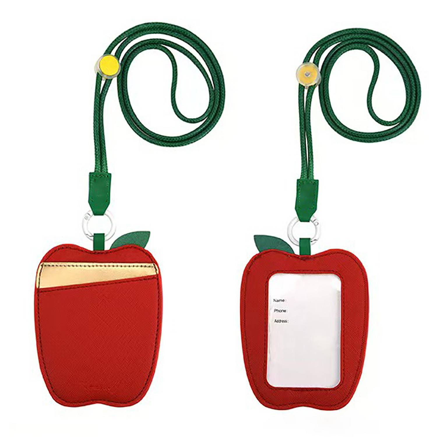 PU Leather Fruit Card Holder Lanyard w/ Double Slots 7