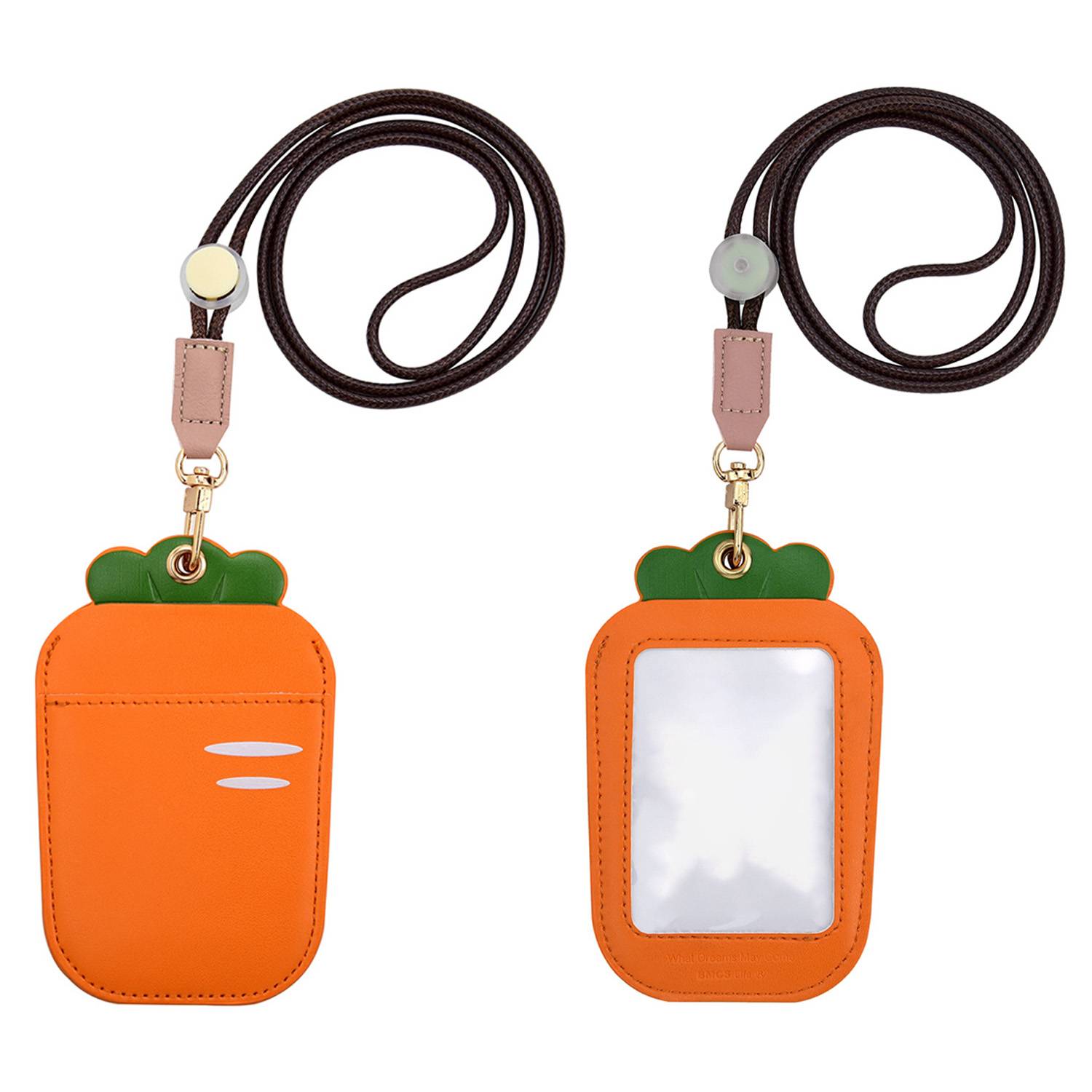 PU Leather Fruit Card Holder Lanyard w/ Double Slots 3