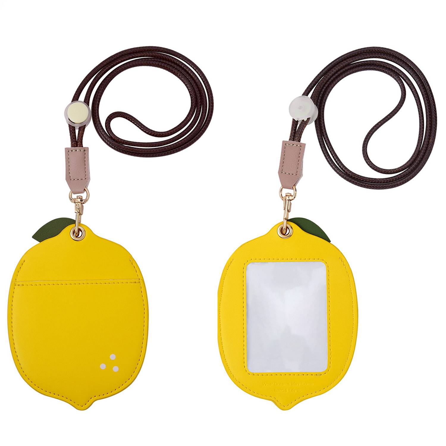 PU Leather Fruit Card Holder Lanyard w/ Double Slots 8