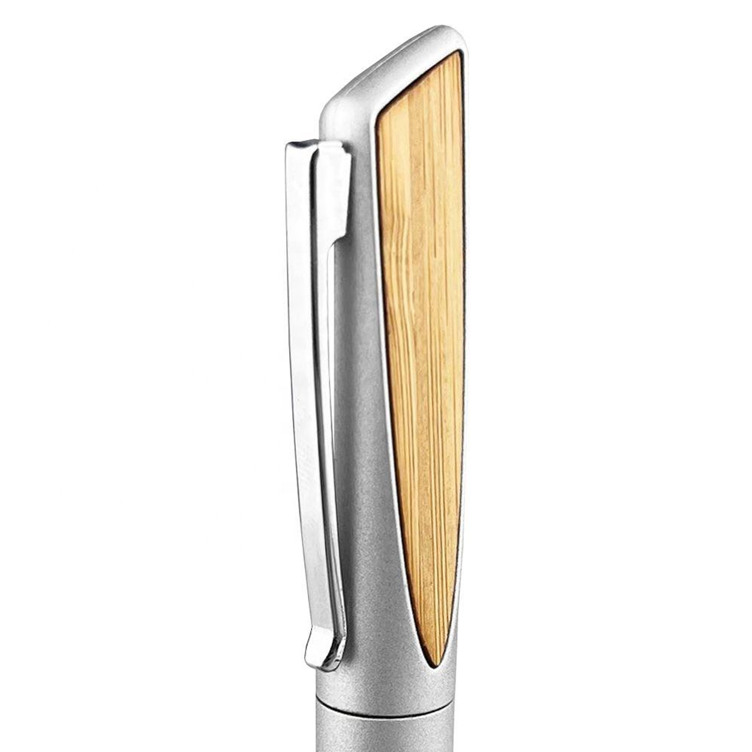 Stainless Steel Bamboo Twist Action Ballpoint Pen 4