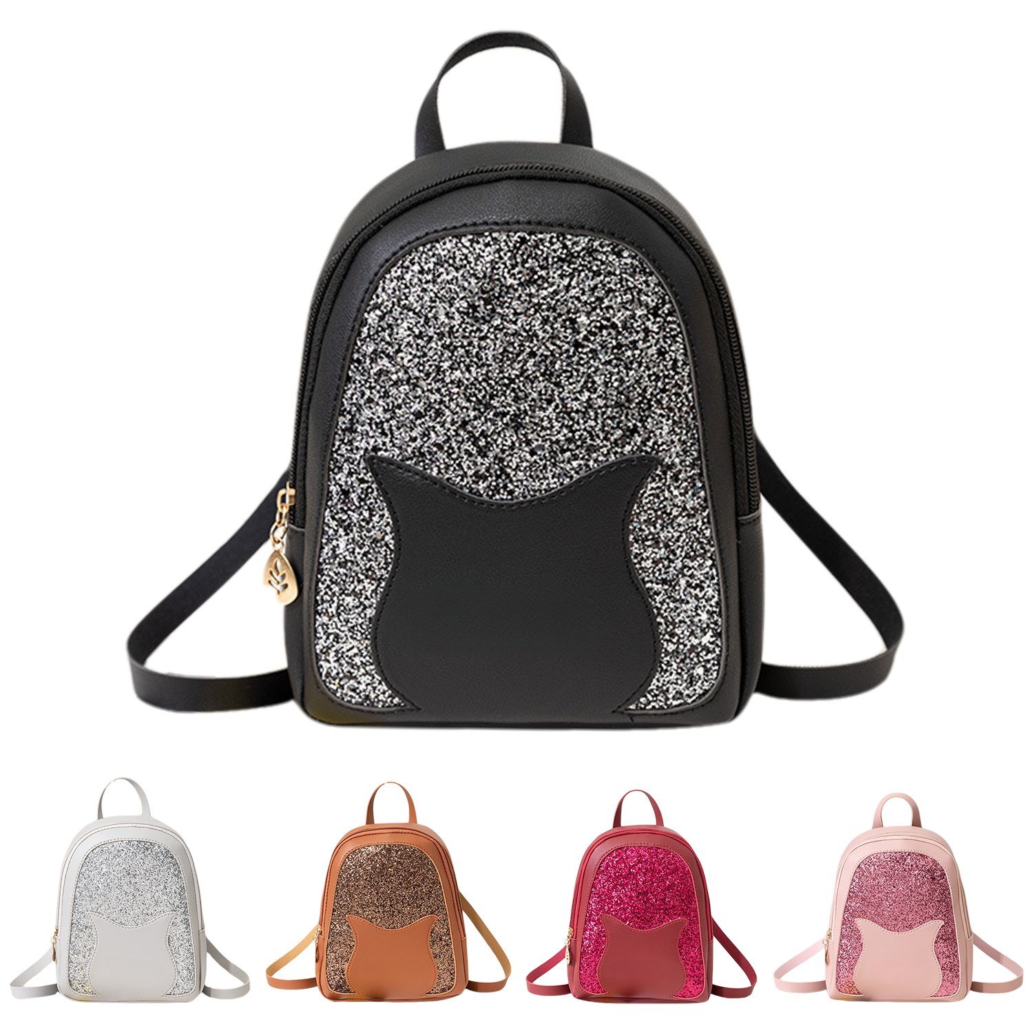 Sequin Small Shining PU Feather Backpack 10