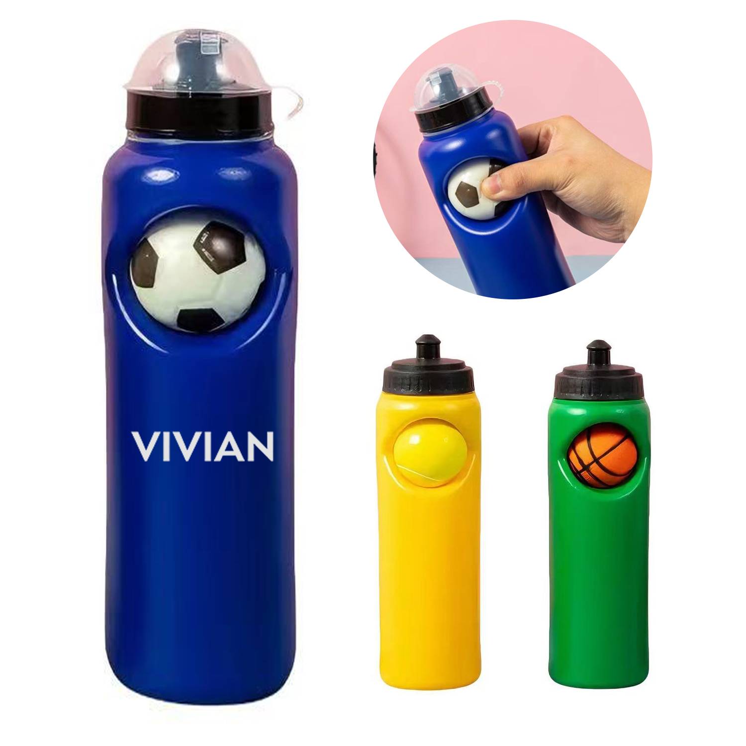 18.6oz Sport Water Bottle With Stress Ball