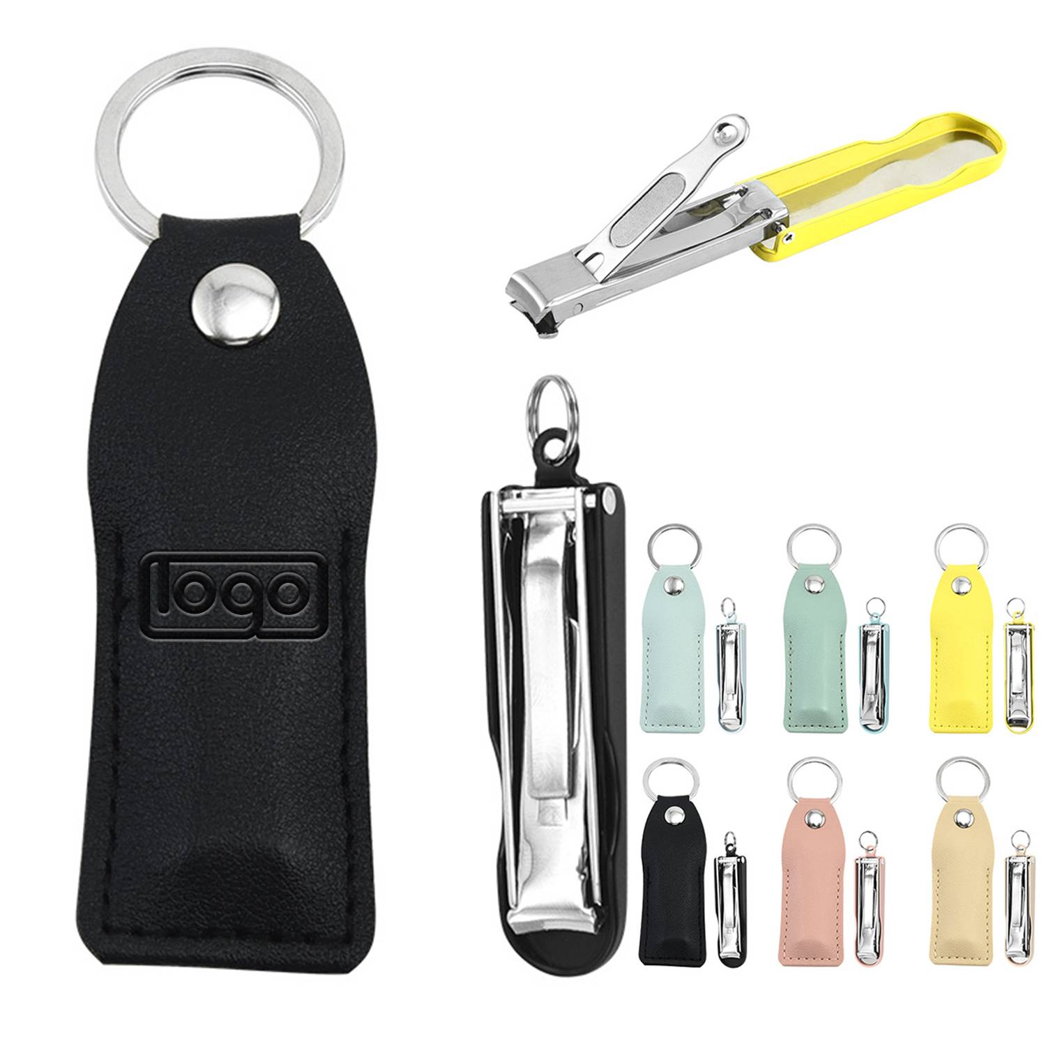 Portable Folding Nail Clipper w/ PU Leather Holder