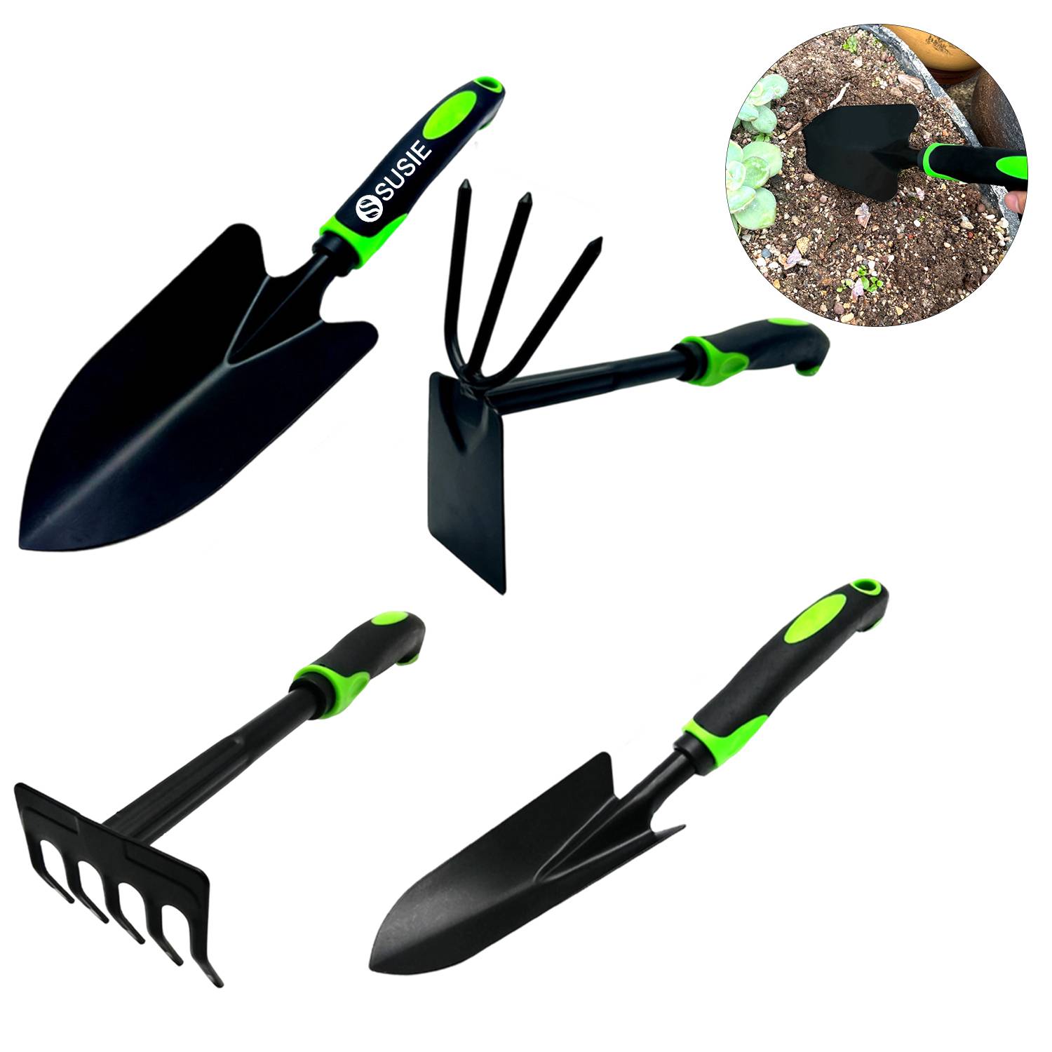 4-Piece Long Handle Gardening Tool Set