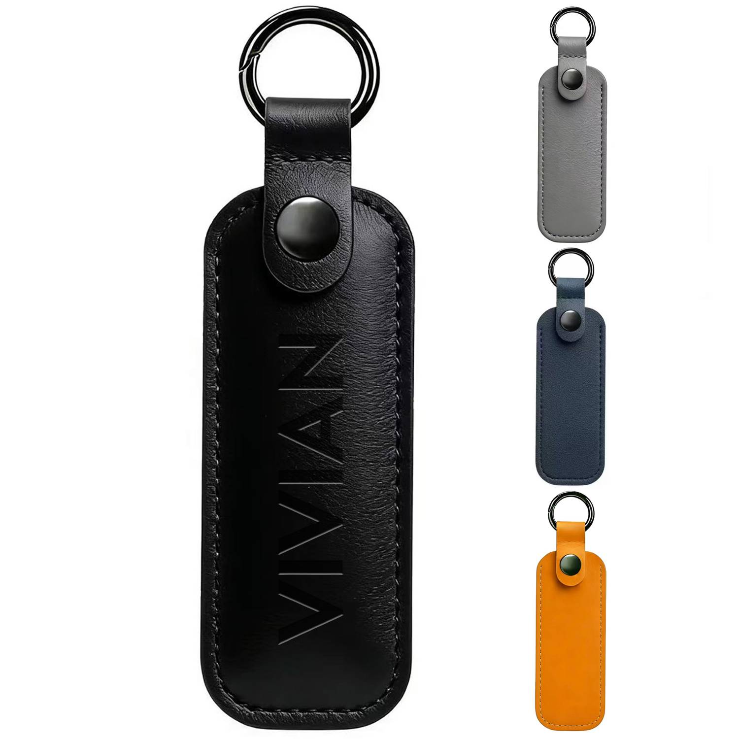 Faux Leather USB Flash Drive Case with Keychain