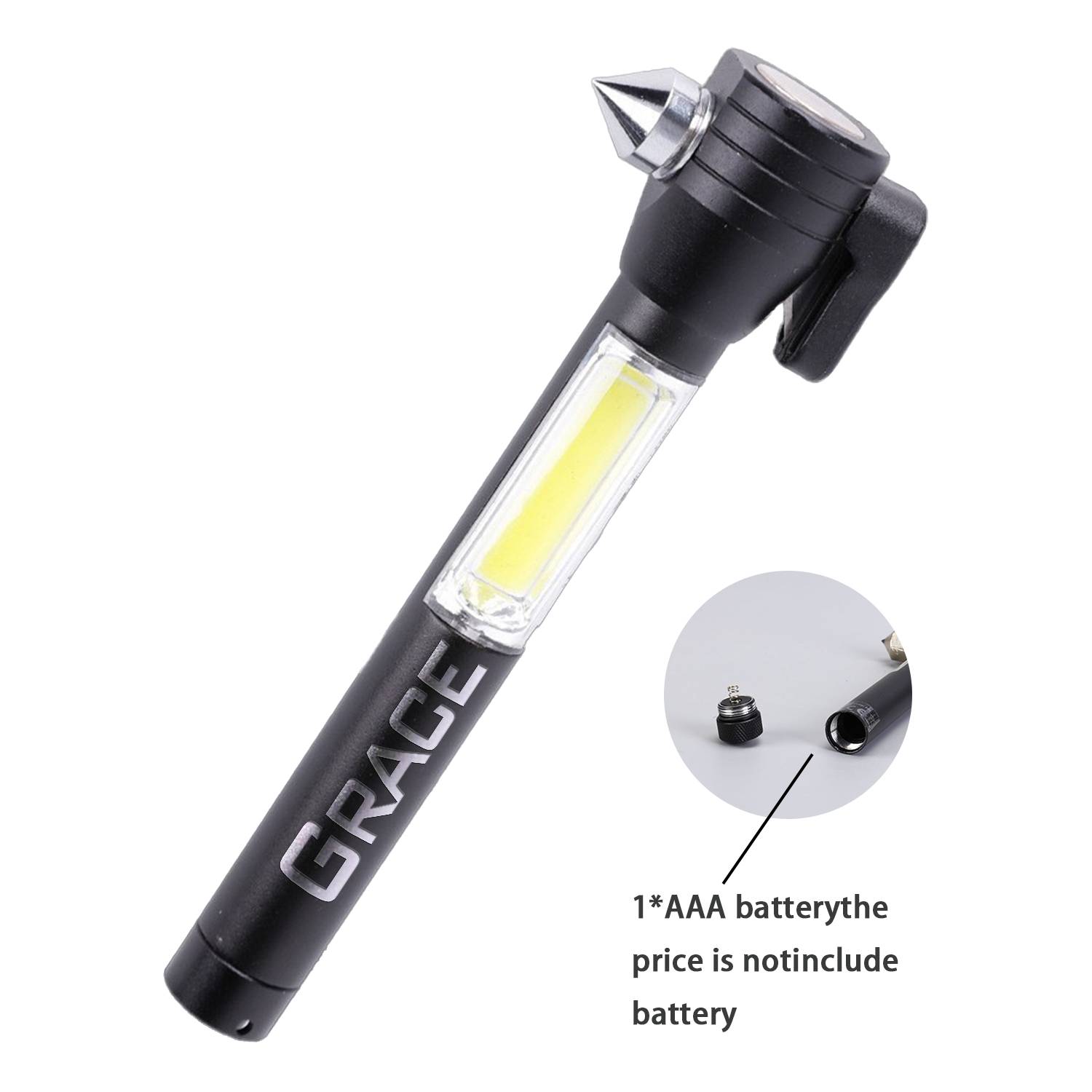 4-in-1 COB Car Escape Safety Hammer with Light Cutter