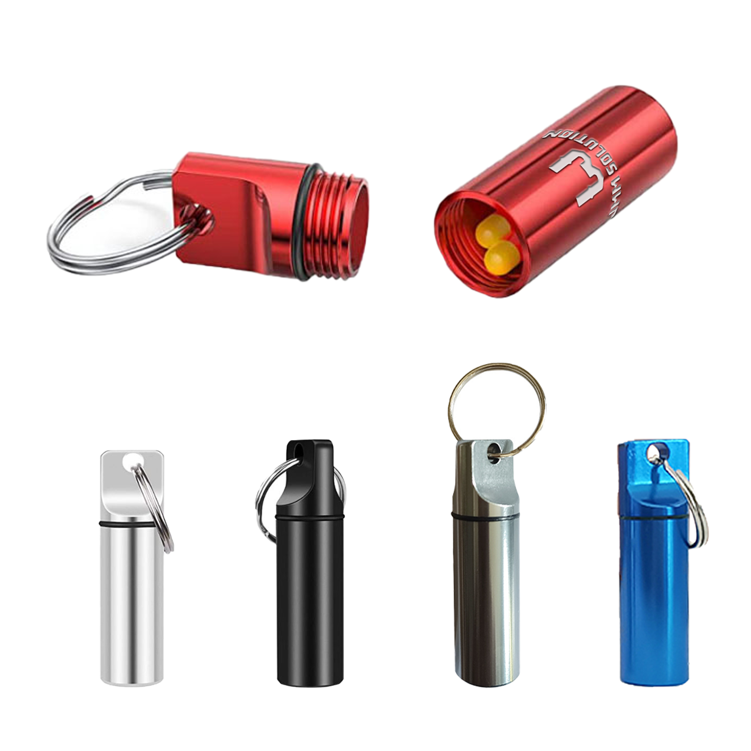 Aluminium Alloy Portable Mini Pill Case Keychain