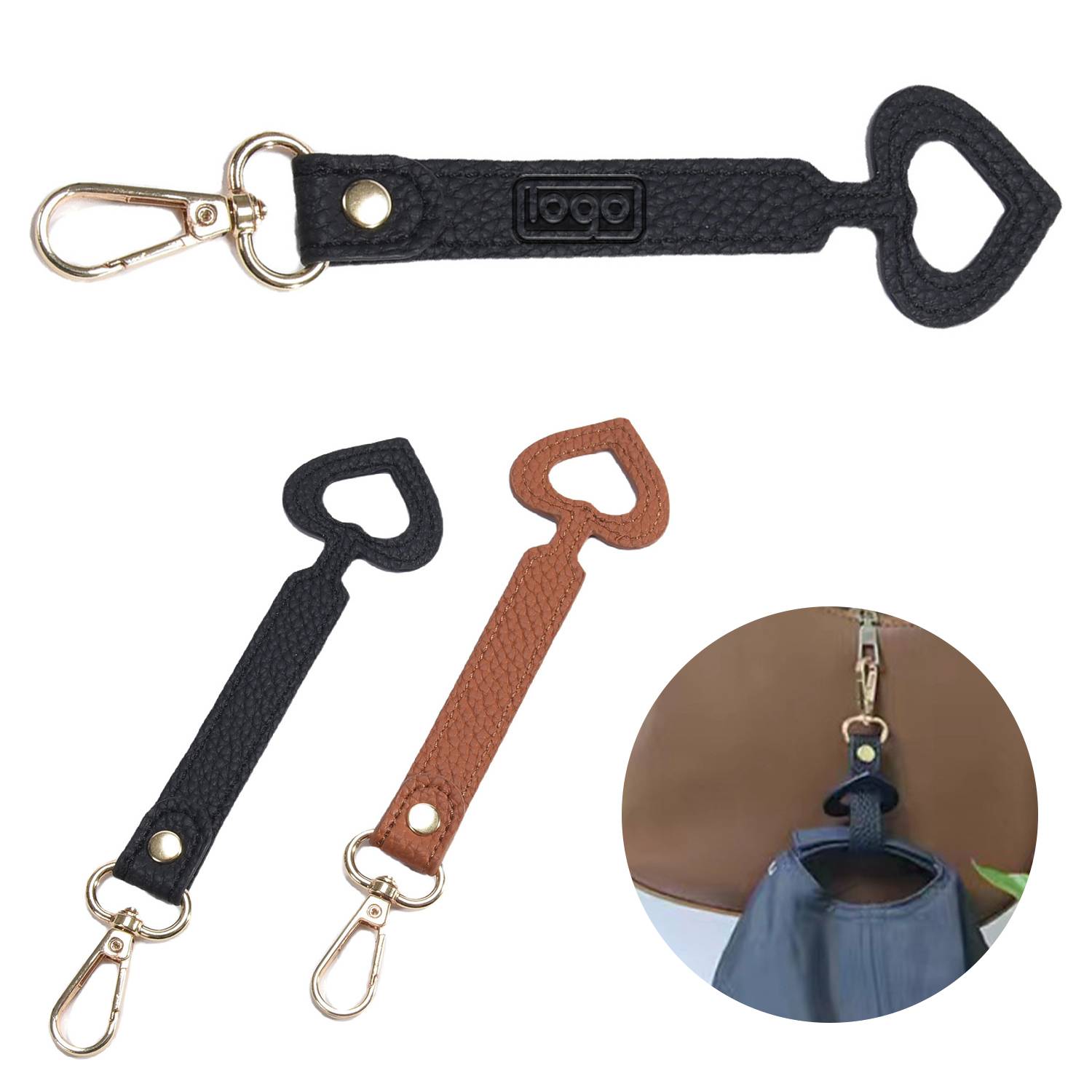PU Leather Heart Hat Clip