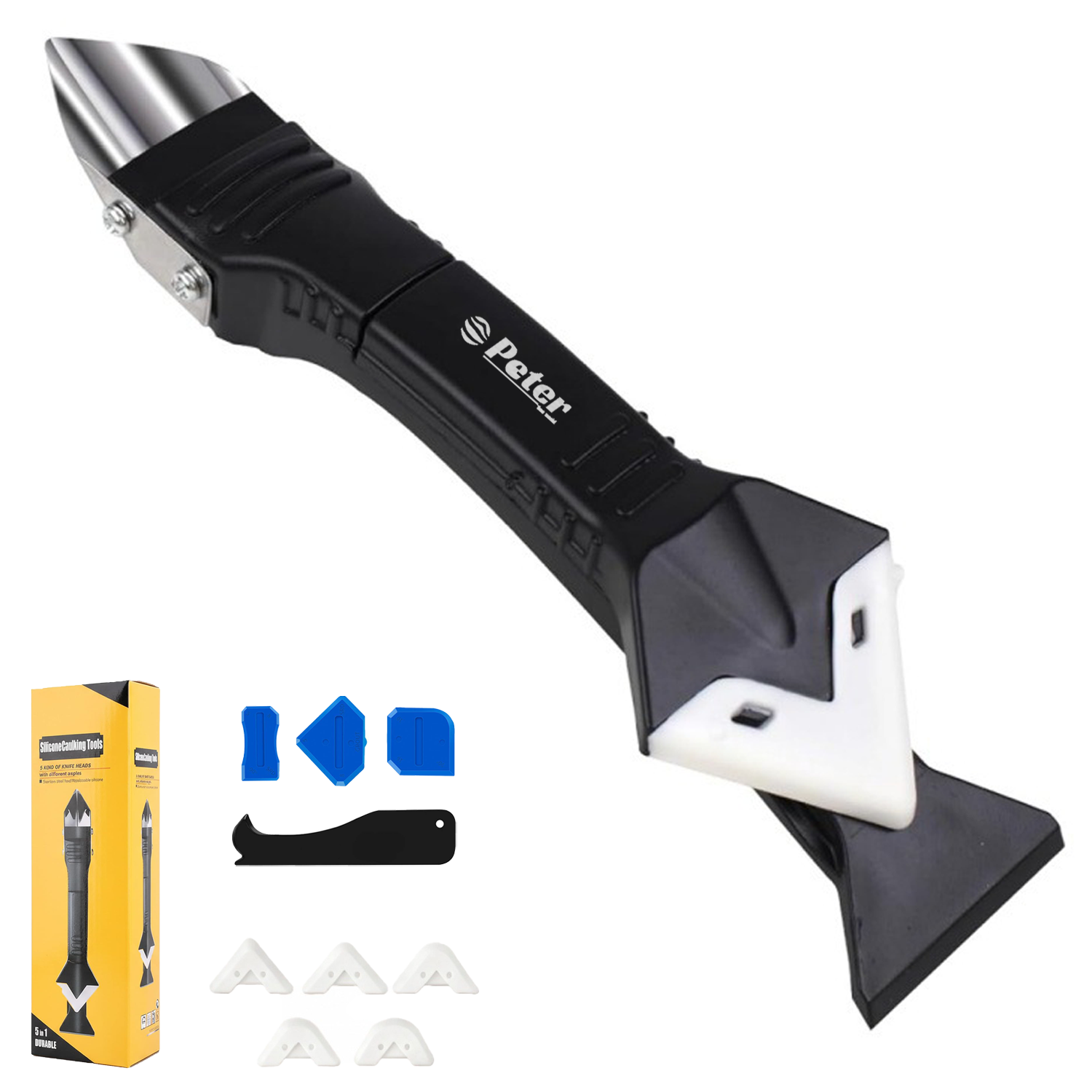 5‑In‑1 Multi‑Function Metal Head Caulk Scraper
