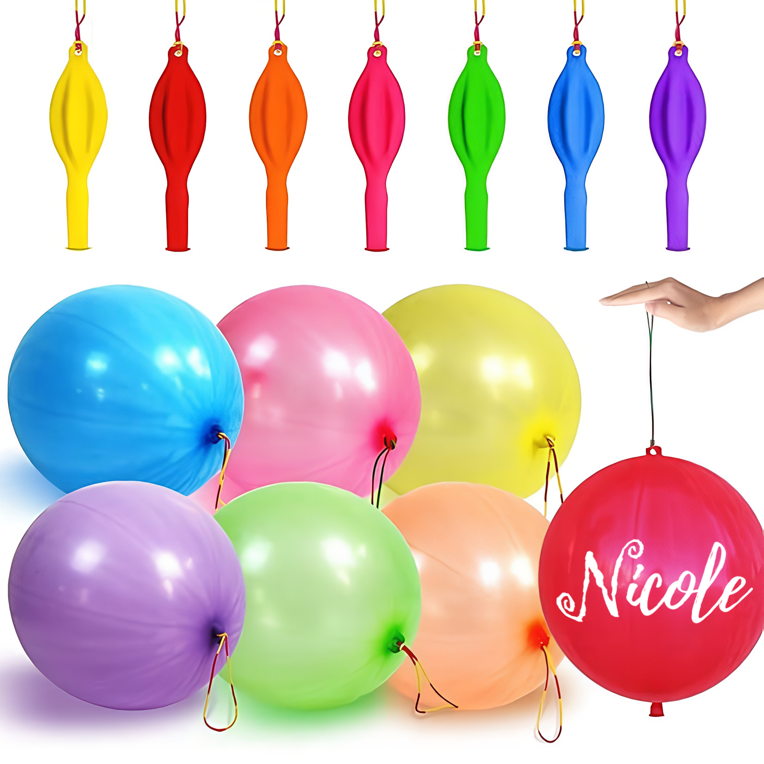 50-Pack Thick Latex Pat Balloons with Elastic Bands