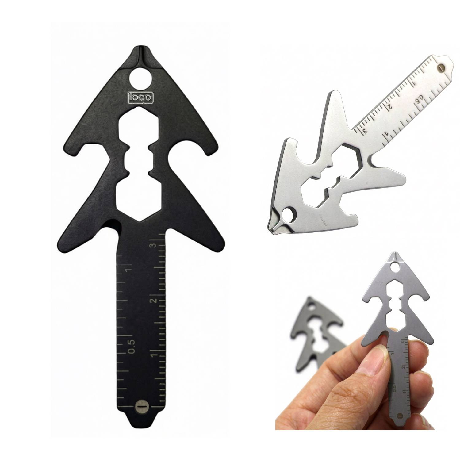 8-in-1 Stainless Steel Multi-Tool Keychain Ruler