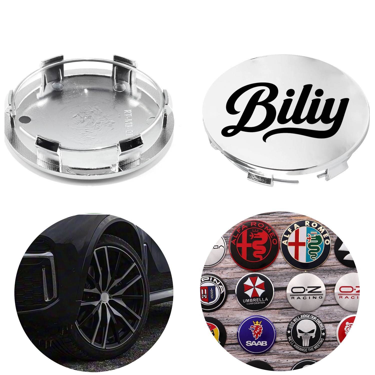 4-Piece Custom Stainless Steel Wheel Hub Caps