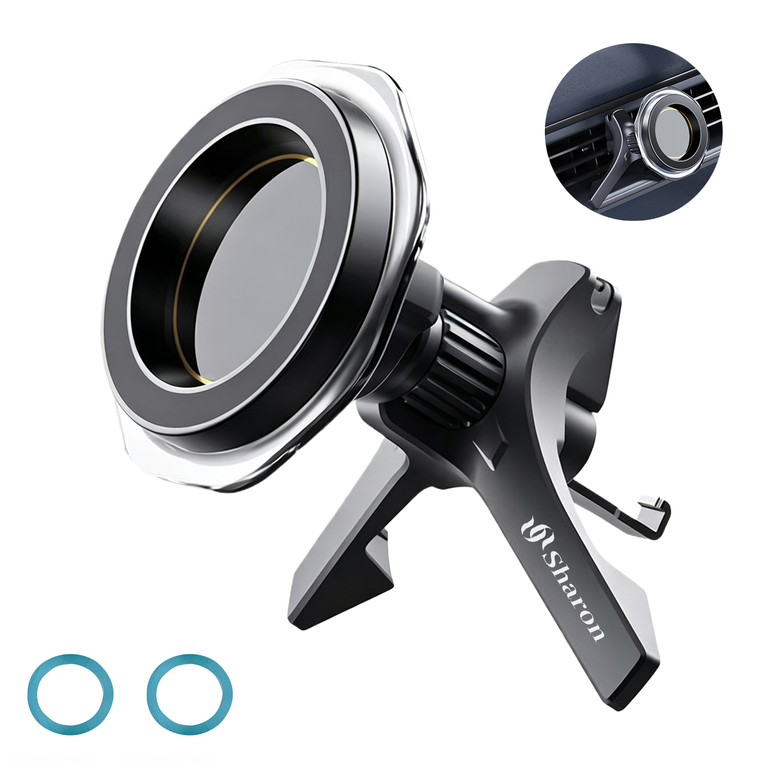 MagSafe-Compatible Car Vent Phone Mount with 2 Magnetic Ring