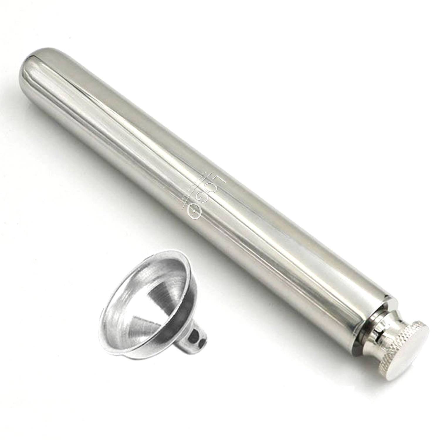 2 oz Stainless Steel Mini Tube Flask with Funnel