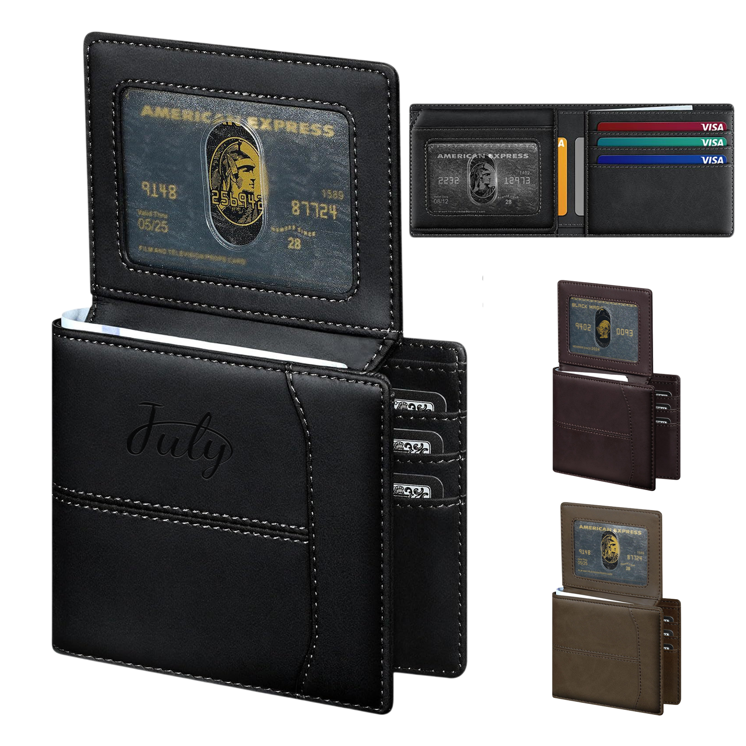 PU Leather RFID Blocking Bifold Wallet with ID Window