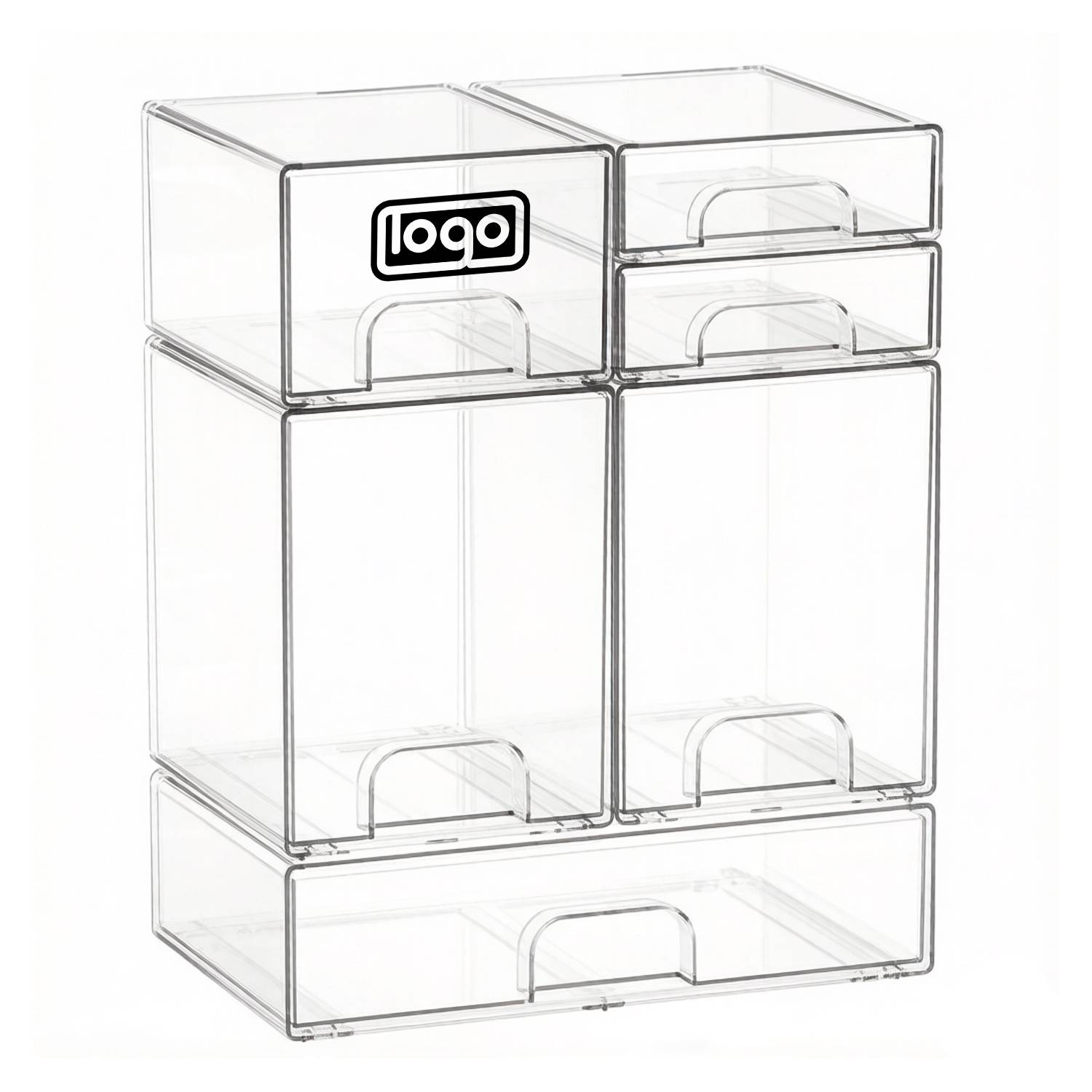 6-Piece Stackable Clear Drawer Organizer Set