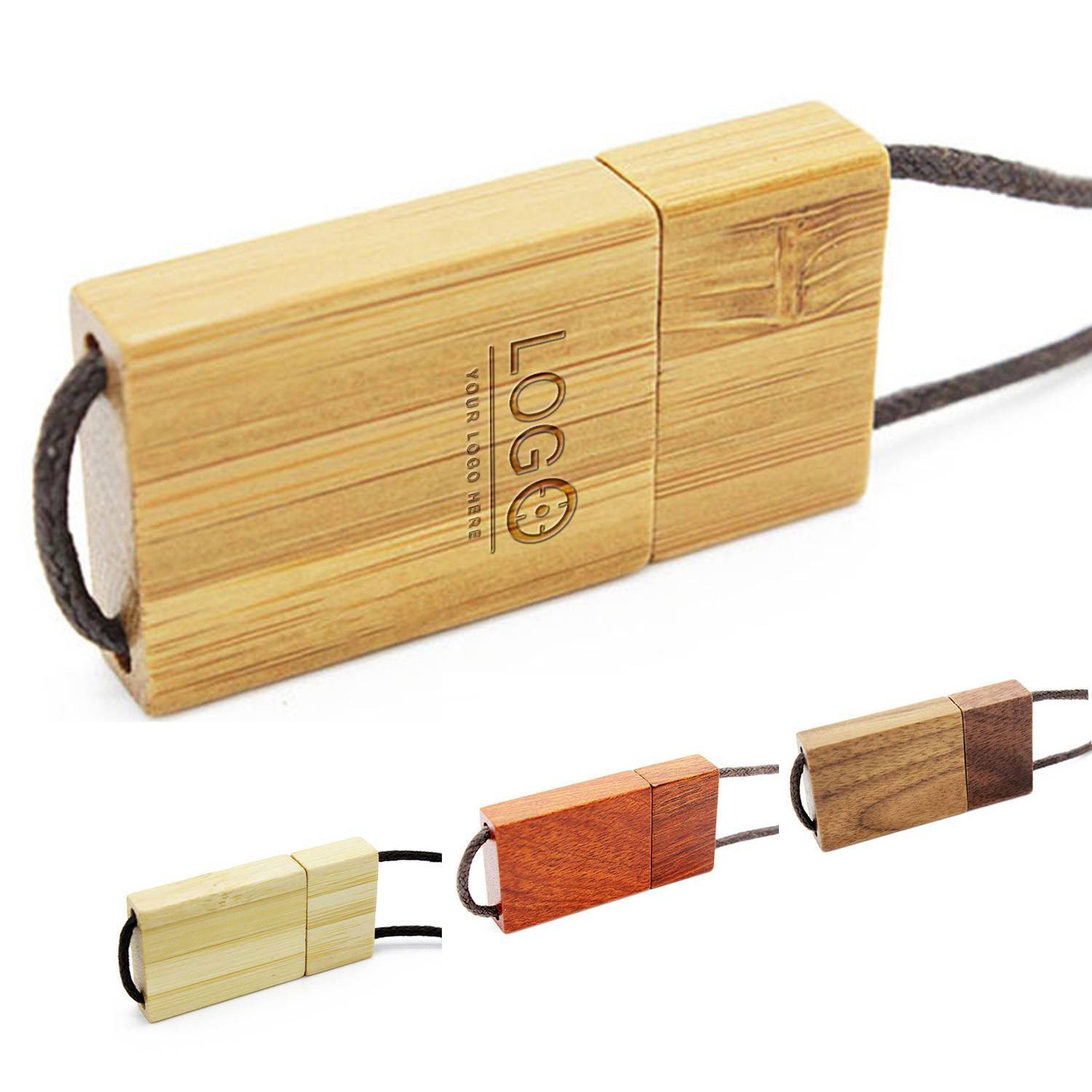 Wood USB Flash Drive with Lanyard