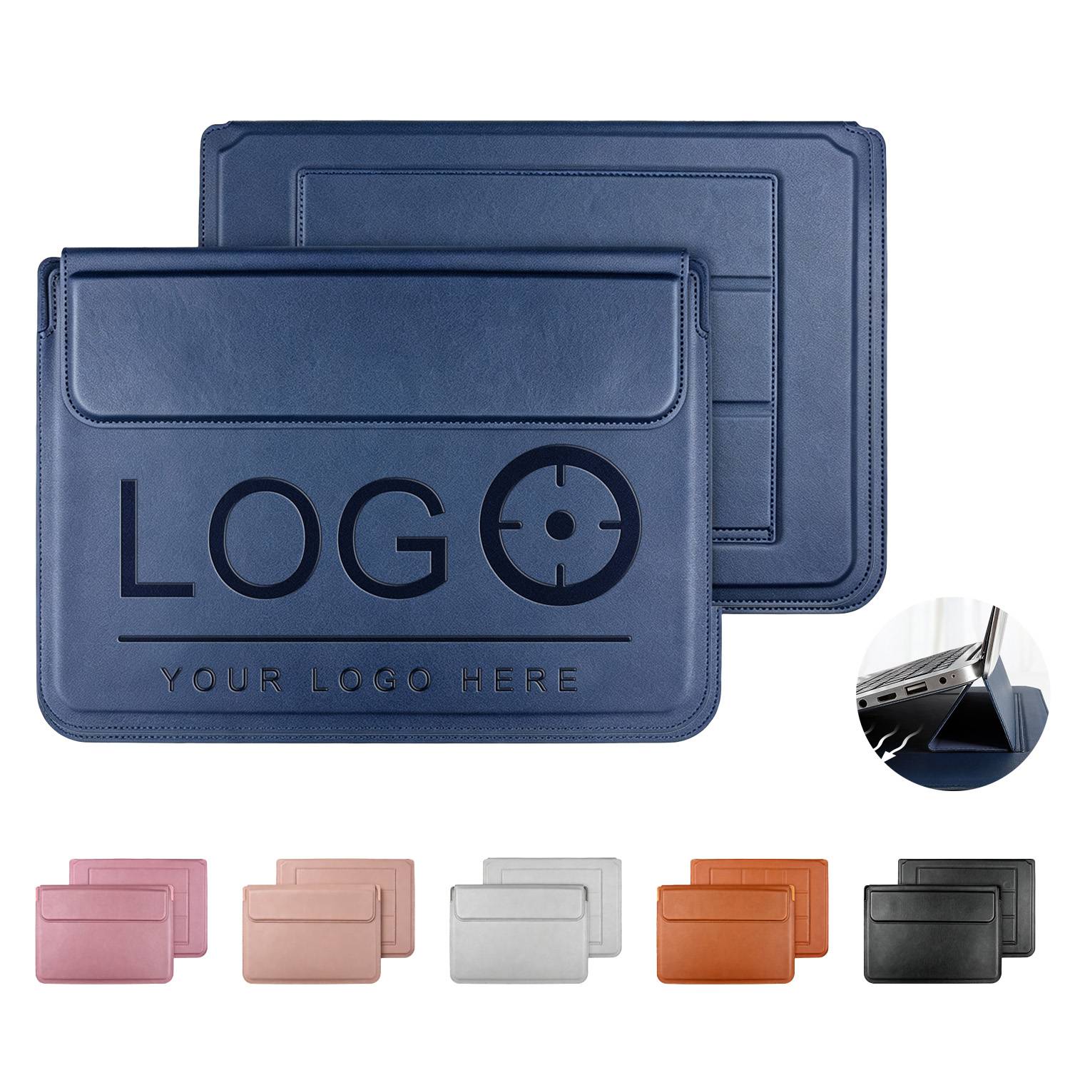 PU Leather Laptop Sleeve with Foldable Stand