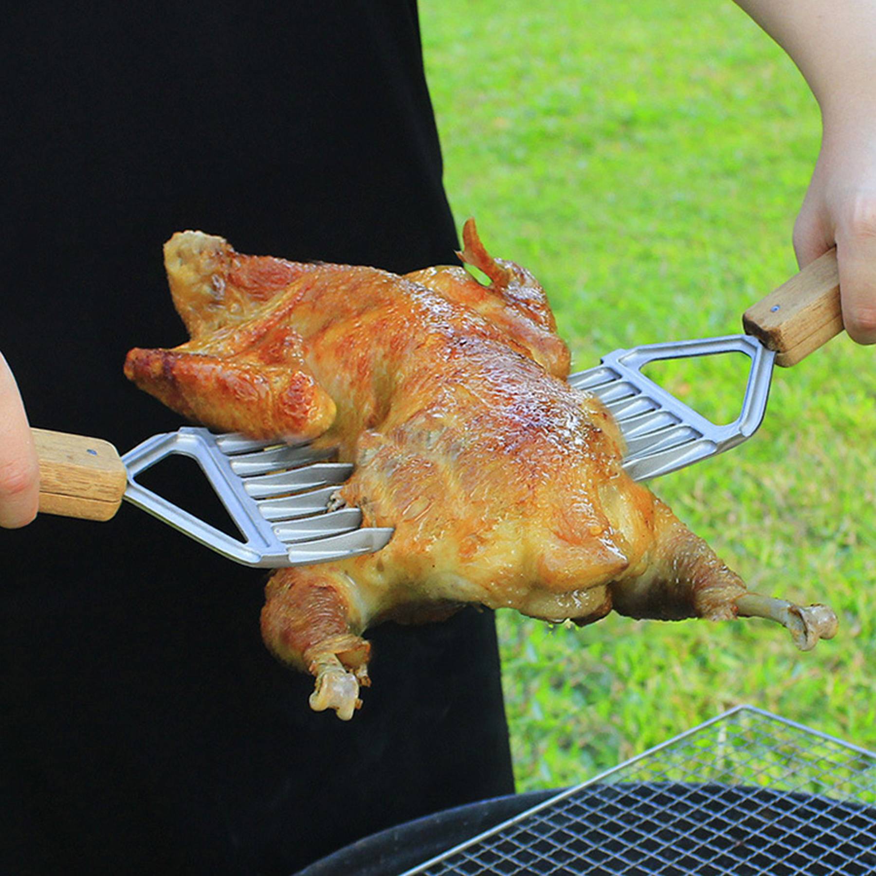 Stainless Steel Meat Forks with Wooden Handle for Shredding 3