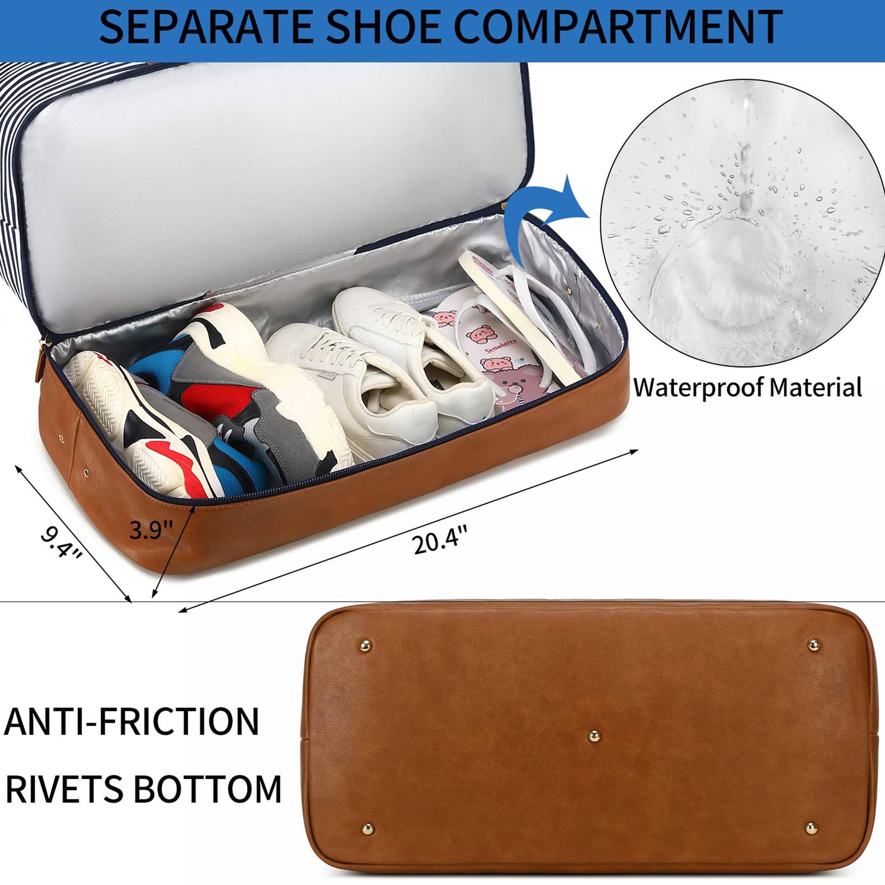 3in1 Polyester Travel Duffle Bag Set with Shoe Compartment 8