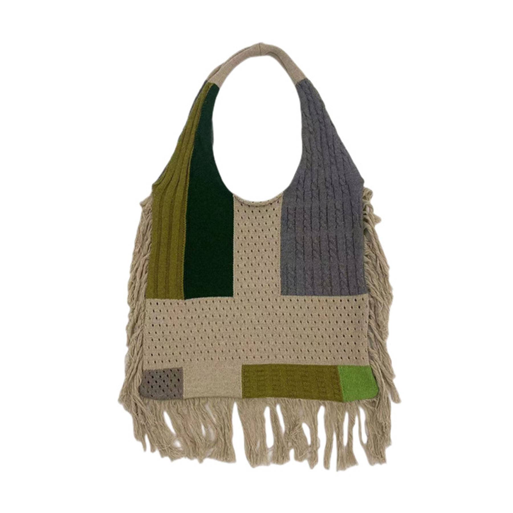 Polyester Multi-colored Knitted Tote Bag 7