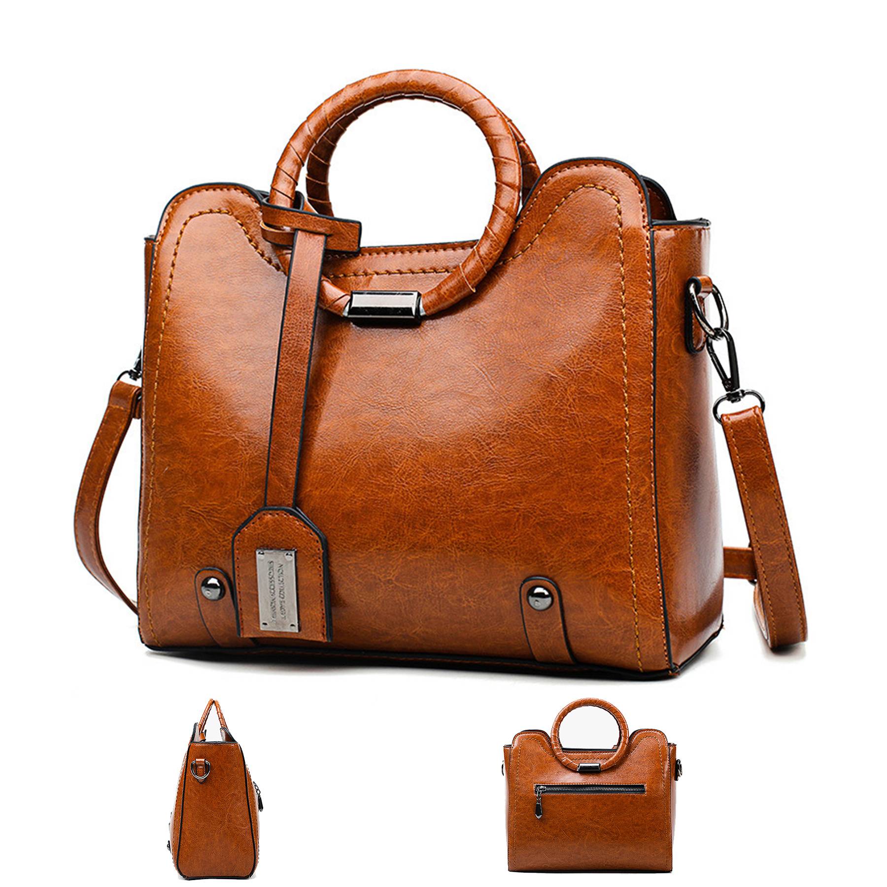 PU woven tote bag handbag for women With a round bracelet 2
