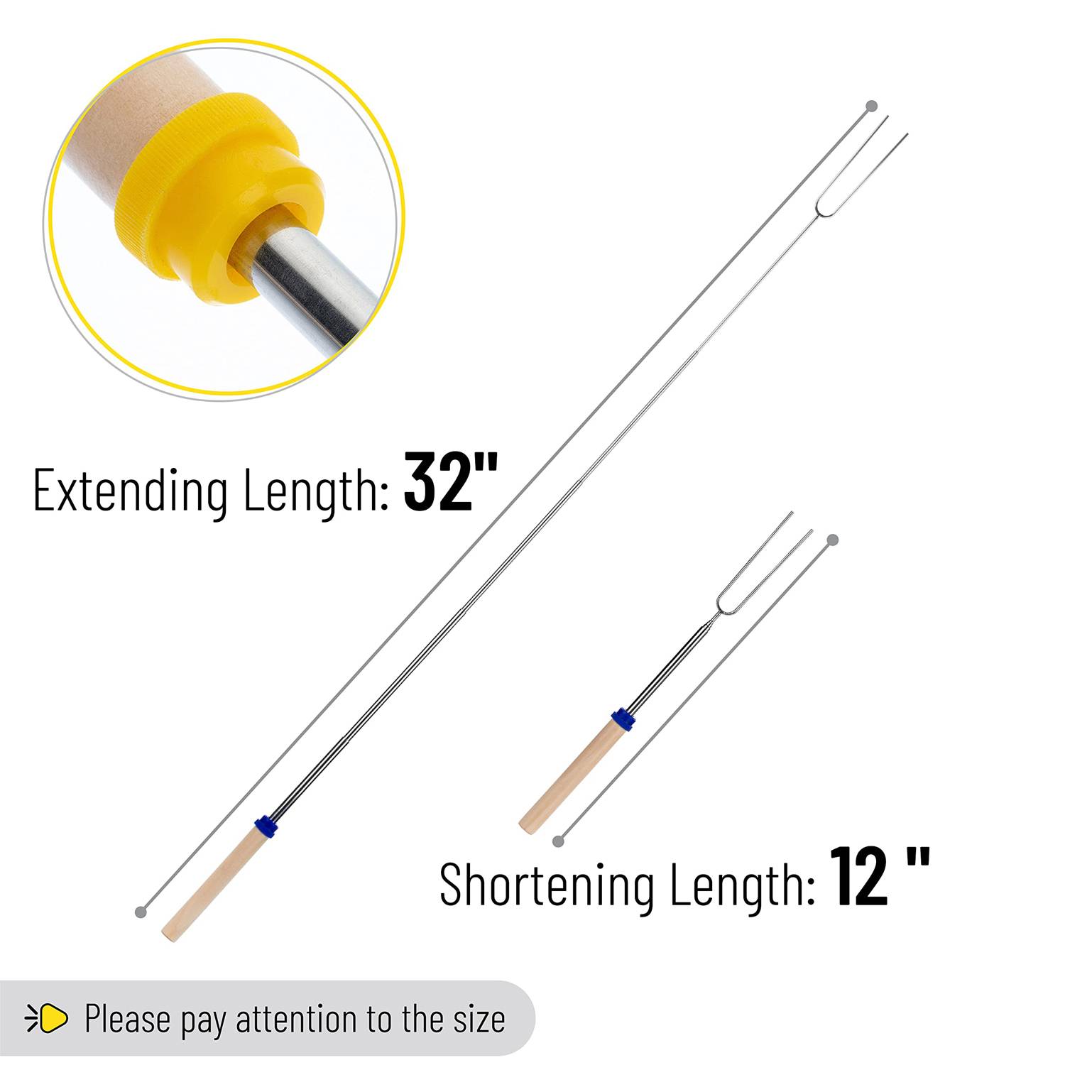 8Pcs Extendable Stainless Steel BBQ Roasting Sticks 3