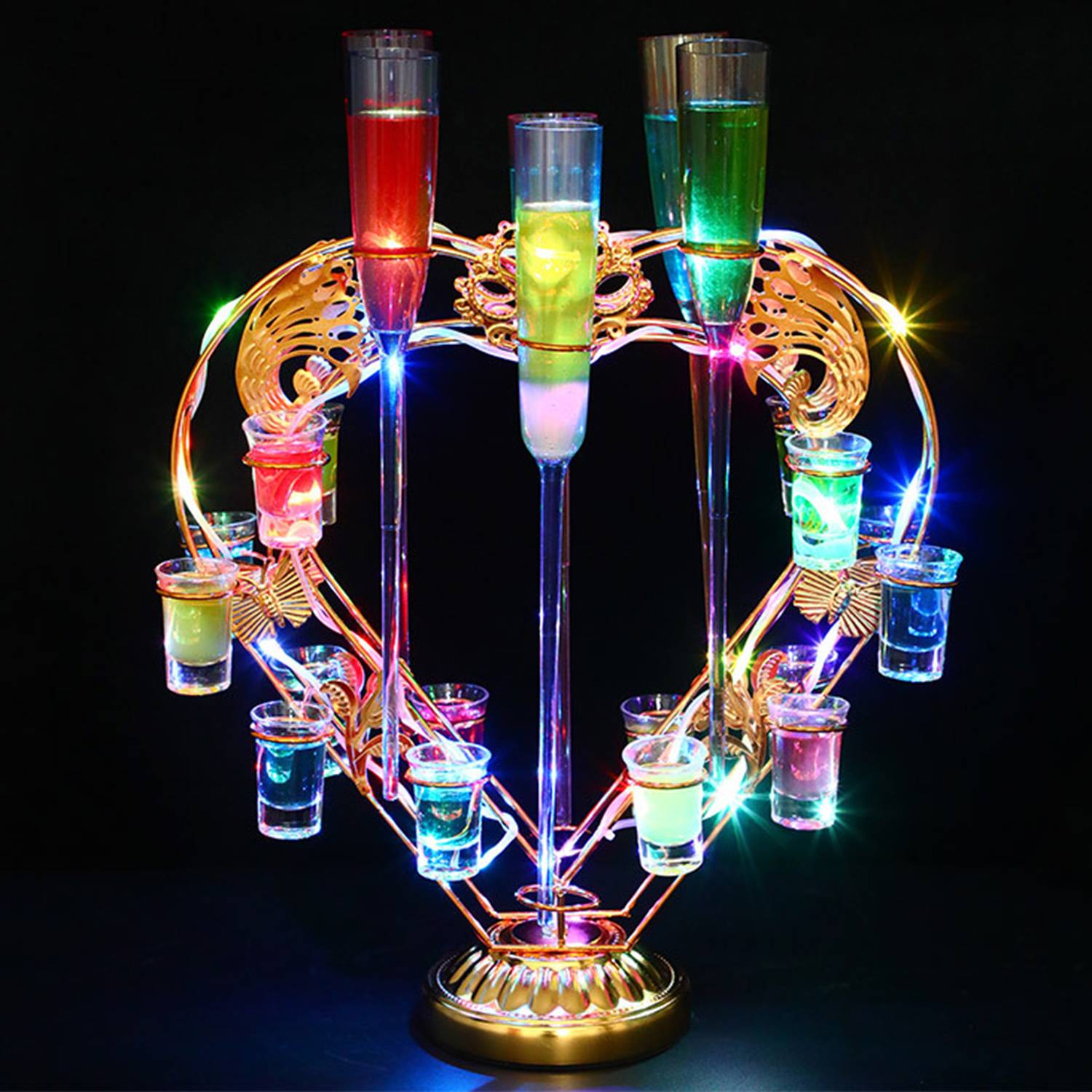 Heart Shaped Rechargeable Cocktail Shelve With Led Light