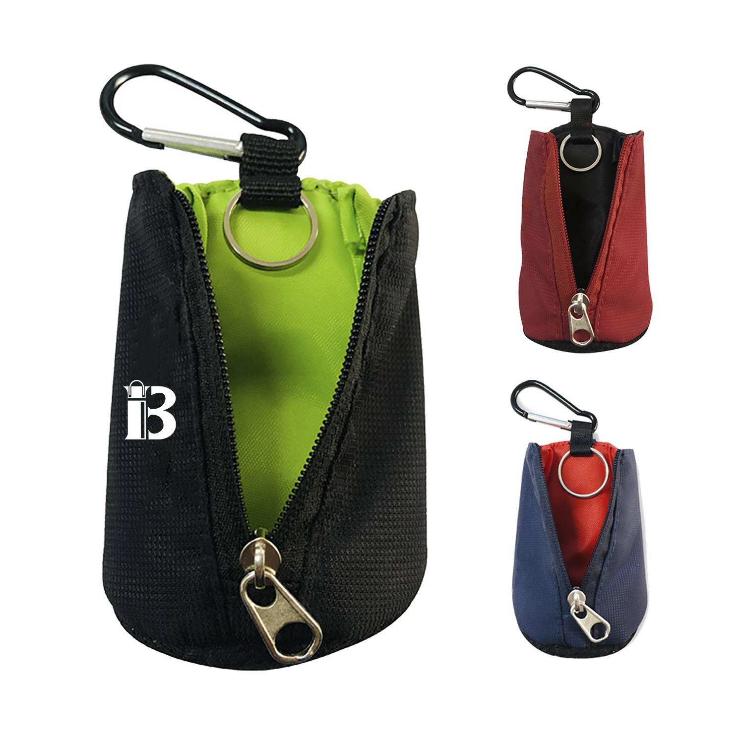 Mini Polyester Golf Ball Pouch w/ Carabiner 2