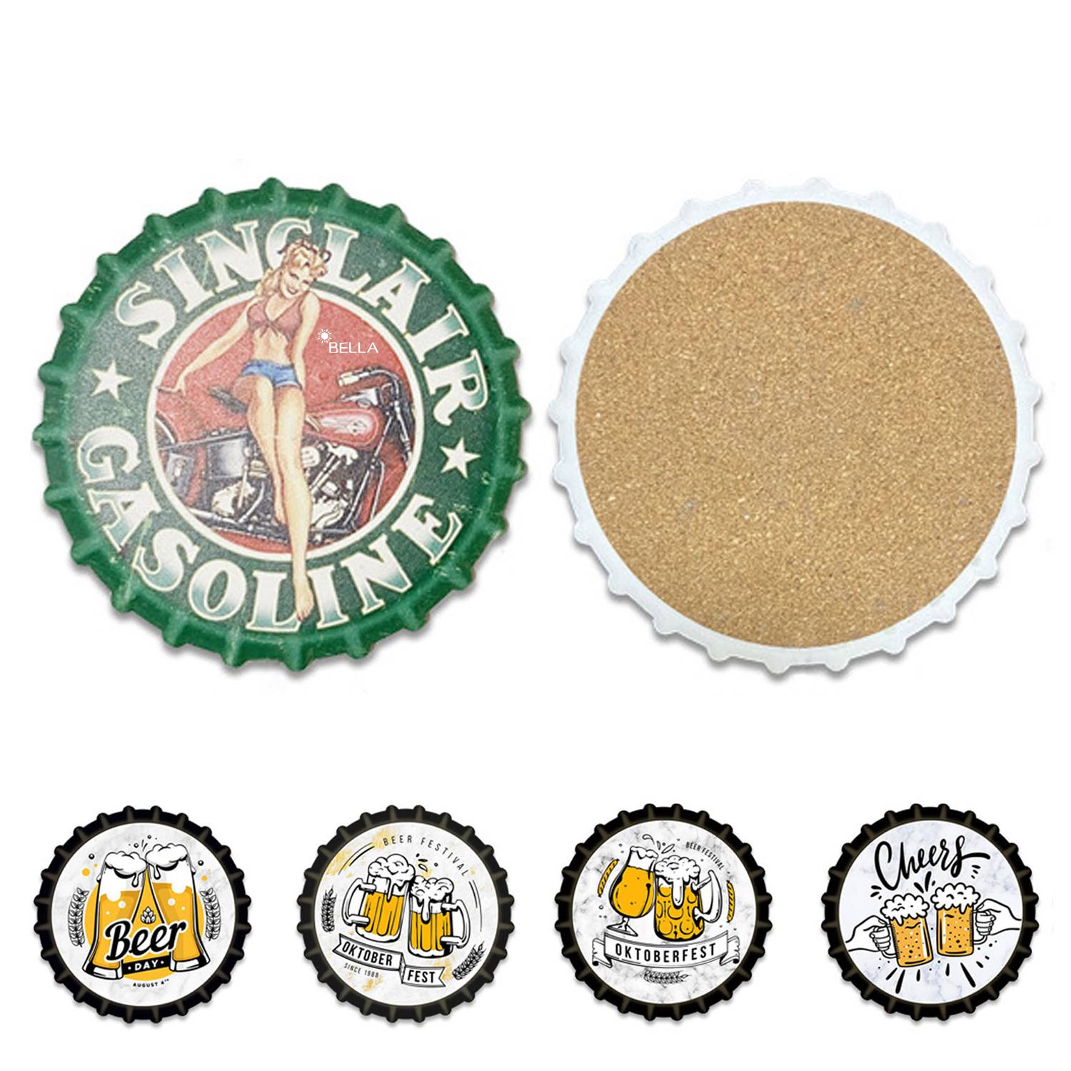 Absorbing Ceramic Coasters With Cork Base