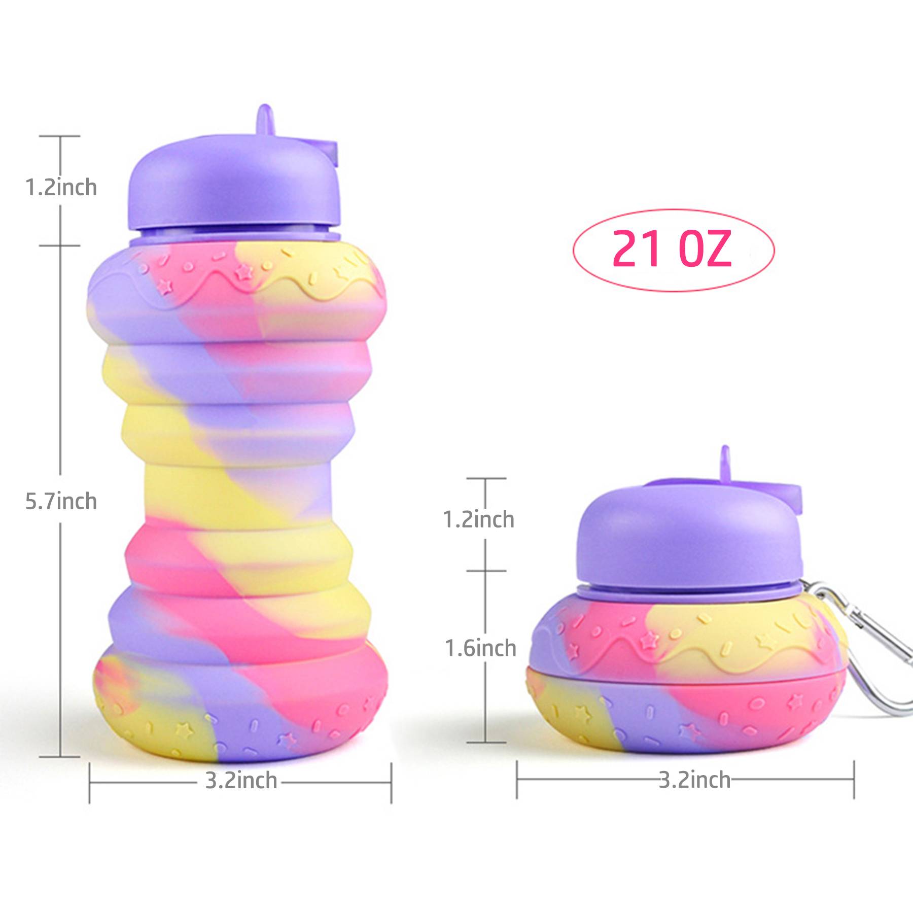 21 oz Silicone Creative Gradient Foldable Bottle 1