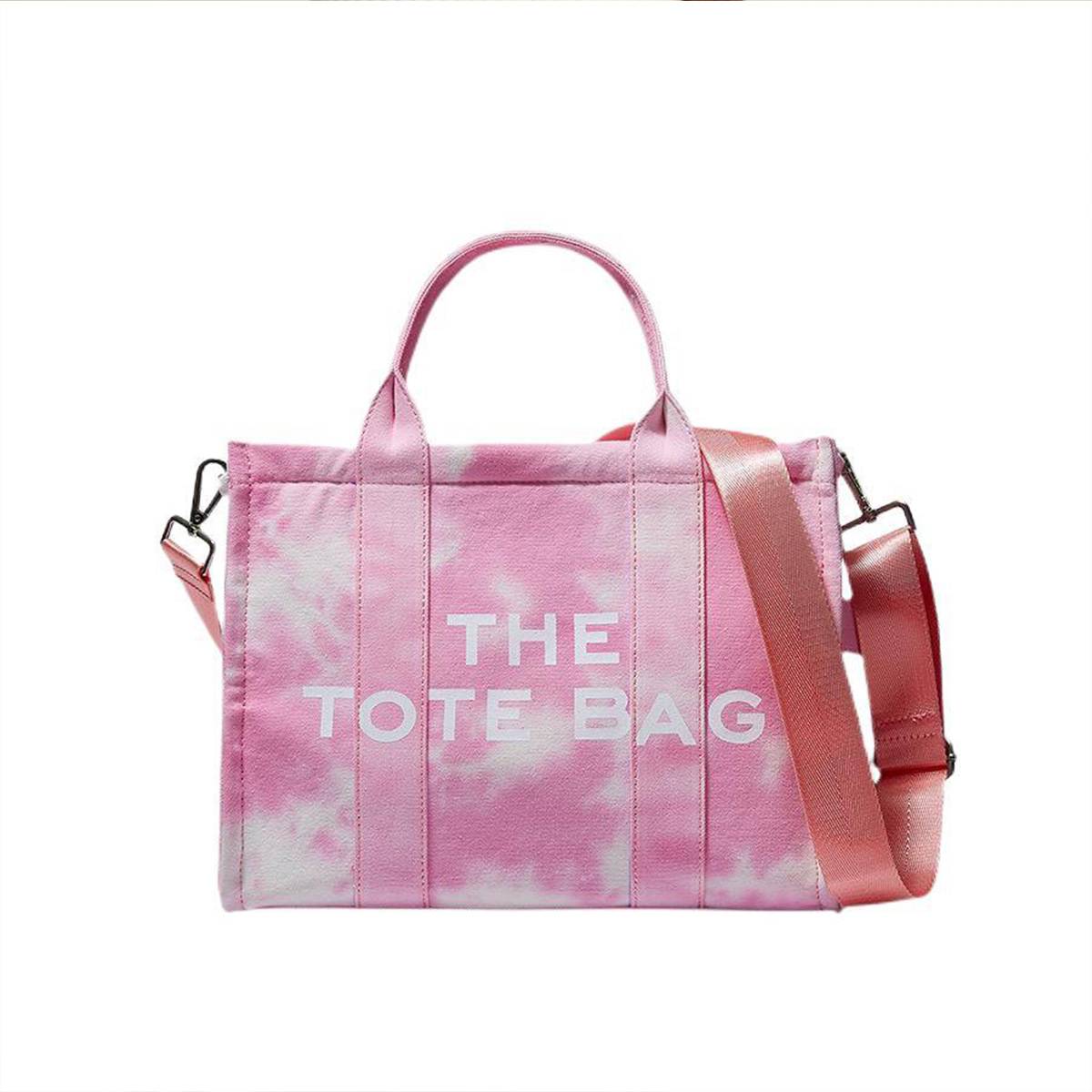 Dyed And Printed Canvas Tote Bag With Zipper Pocket 3